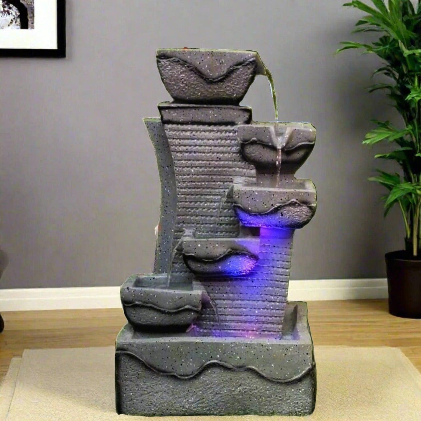 ALiLa Big Diya Waterfall LED Fountain for Office, Table, Living Room, Lawn, Garden Decoration or Gifting item, 21 inches Height - ALiLA