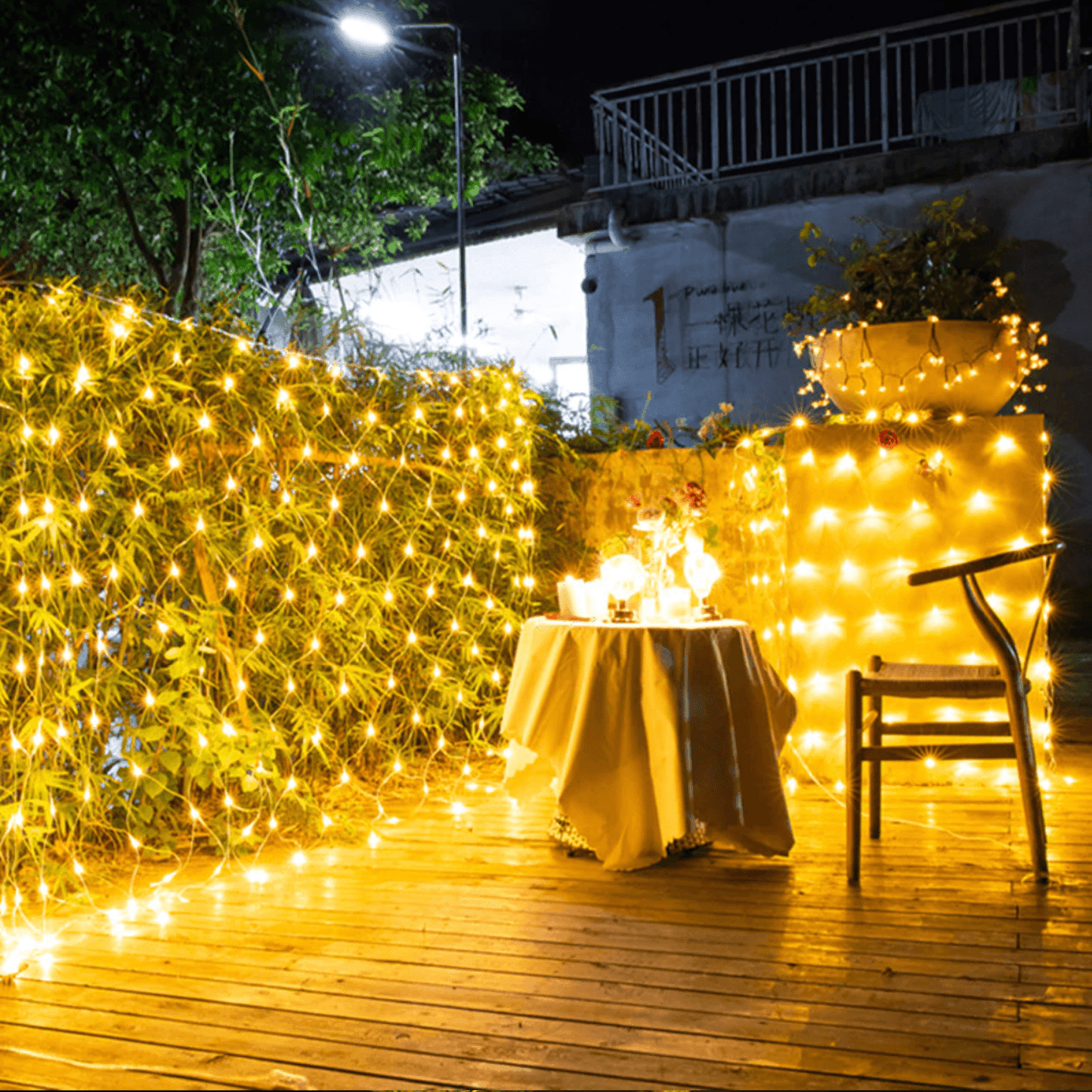 ALiLa 300 LED Net Mesh Fairy String Light Still Effect Lighting 8x6 Foot for Diwali Decoration Backdrop Garden Tree Waterproof (WhiteWarm) - ALiLA