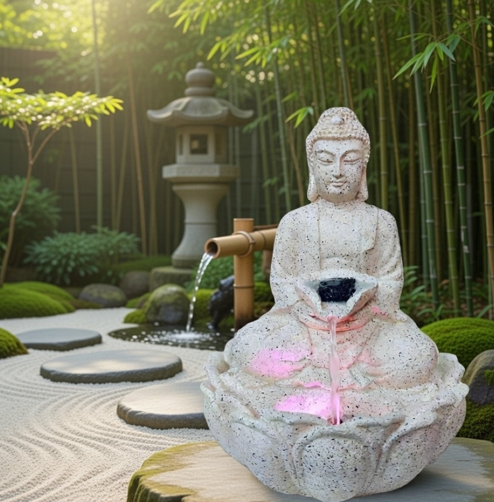 Water Fountain ALiLA ALiLa Kamal Buddha Waterfall Fountain with LED for Home, Living Room, Office table, Balcony, Garden & Lawn decoration & Gifting item Water Fountain