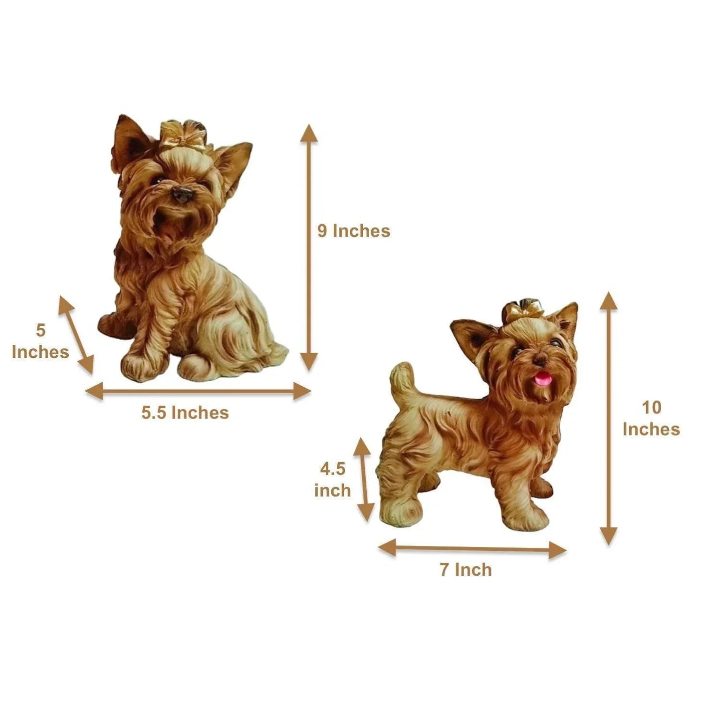 Cute Pomeranian Dogs Set Statue Puppies Showpiece Idol for Gifting & Home Table Living Room Decor Decoration, Set of 2, 10 Inch Height - ALiLA