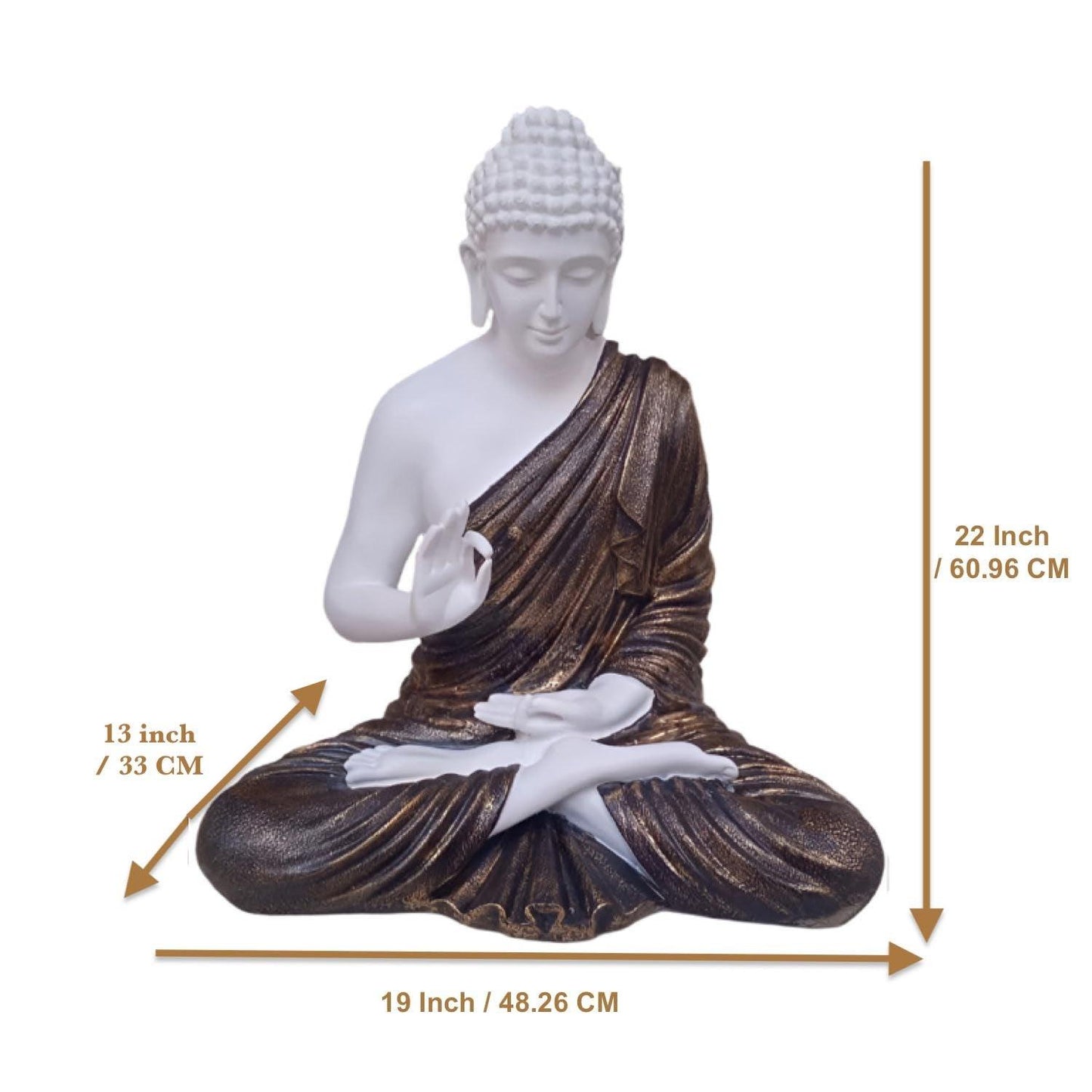 2 Feet Big Size Meditating Buddha Idol Statue Showpiece for Home Garden Living Room Decor Decoration Gift Gifting Items, 22 Inches Copper Color - ALiLA