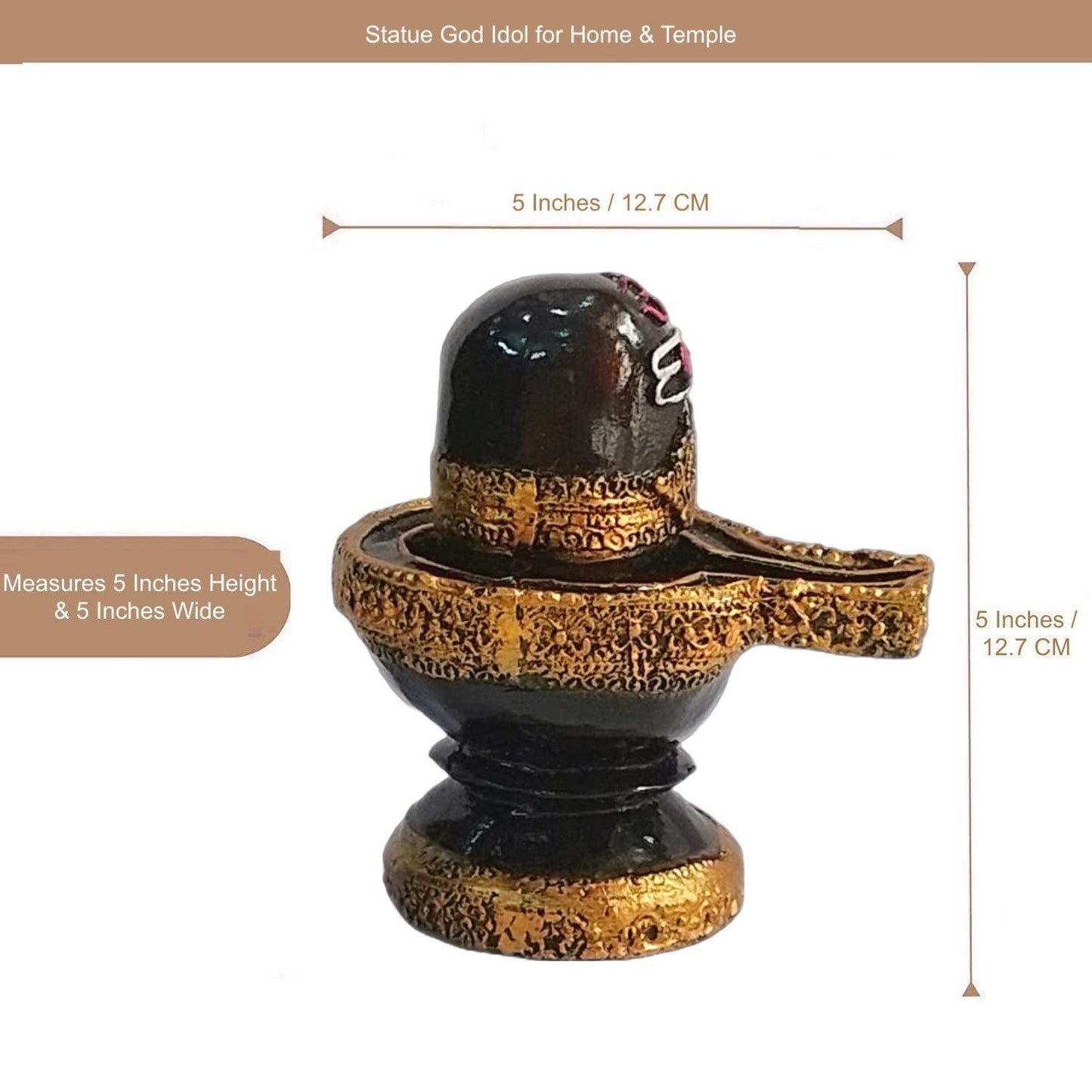 ALiLa Shiva Shivling Shiv Linga Mahadev Idol Murti Statue for Home Temple Puja, 5 Inches, Black & Golden - ALiLA