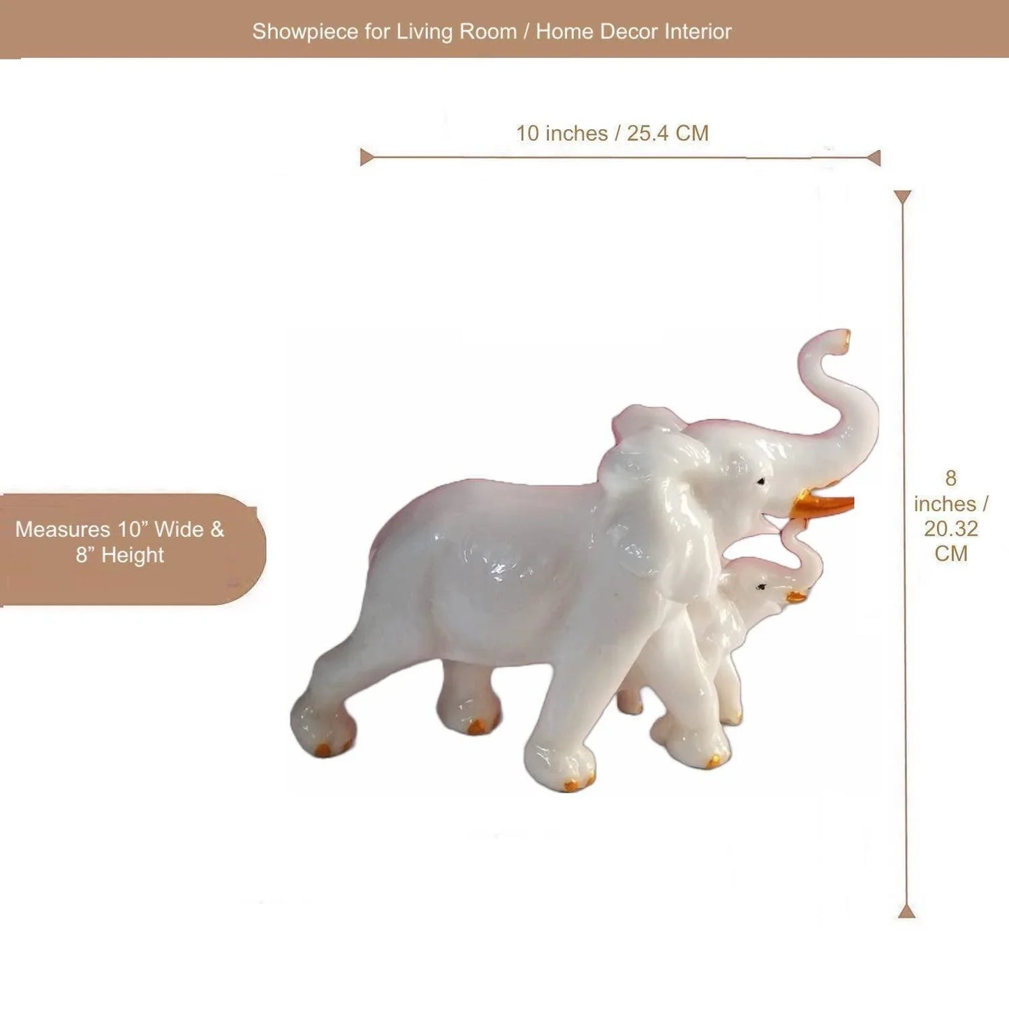 ALiLa Elephant with Kid Statue Showpiece Idol for Gifting & Home Table Office Desk Decoration Figurines, White Marble, 8 Inches Height - ALiLA