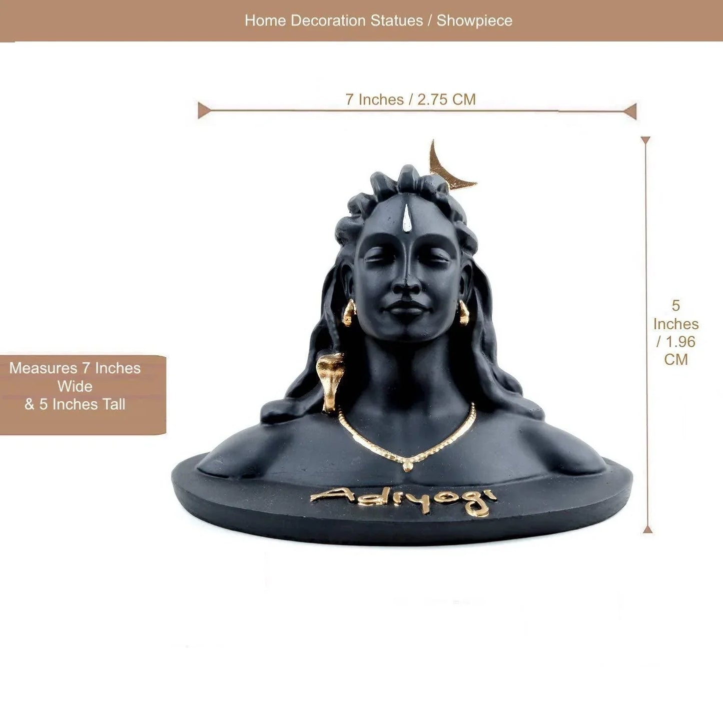 ALiLa Adiyogi Statue for Car Dash Board, Pooja for Home Living Room & Office Decor, 5 Inch Height - ALiLA
