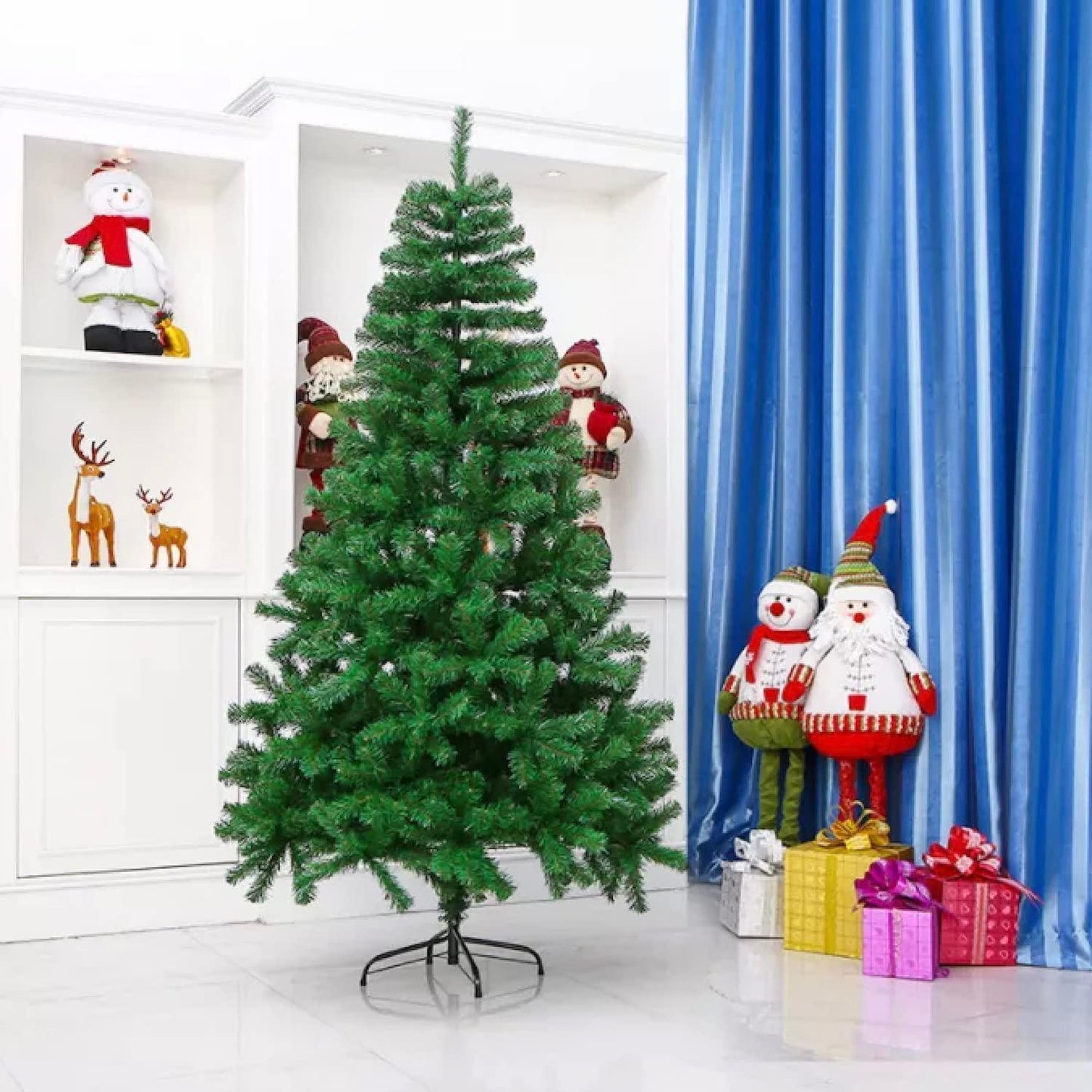 5 Feet Artificial Christmas Pine Tree with 100 Decorations and LED String Lights Perfect for Home & Office - ALiLA