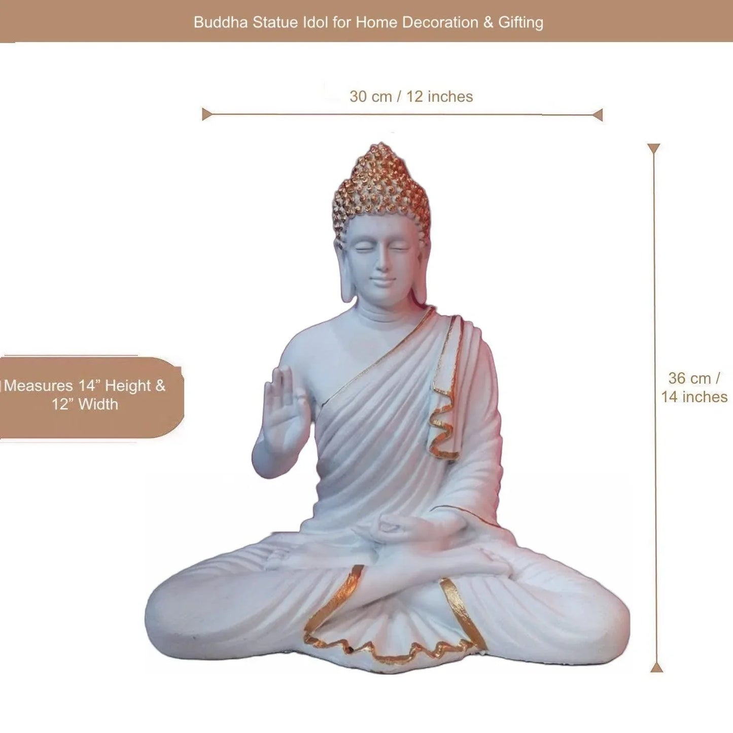 ALiLa Big Size Meditating Buddha Idol Statue Vastu Showpiece for Home Garden Living Room Decor Decoration Gift Gifting Items, 14 inches / 35cm / 1 Feet - ALiLA