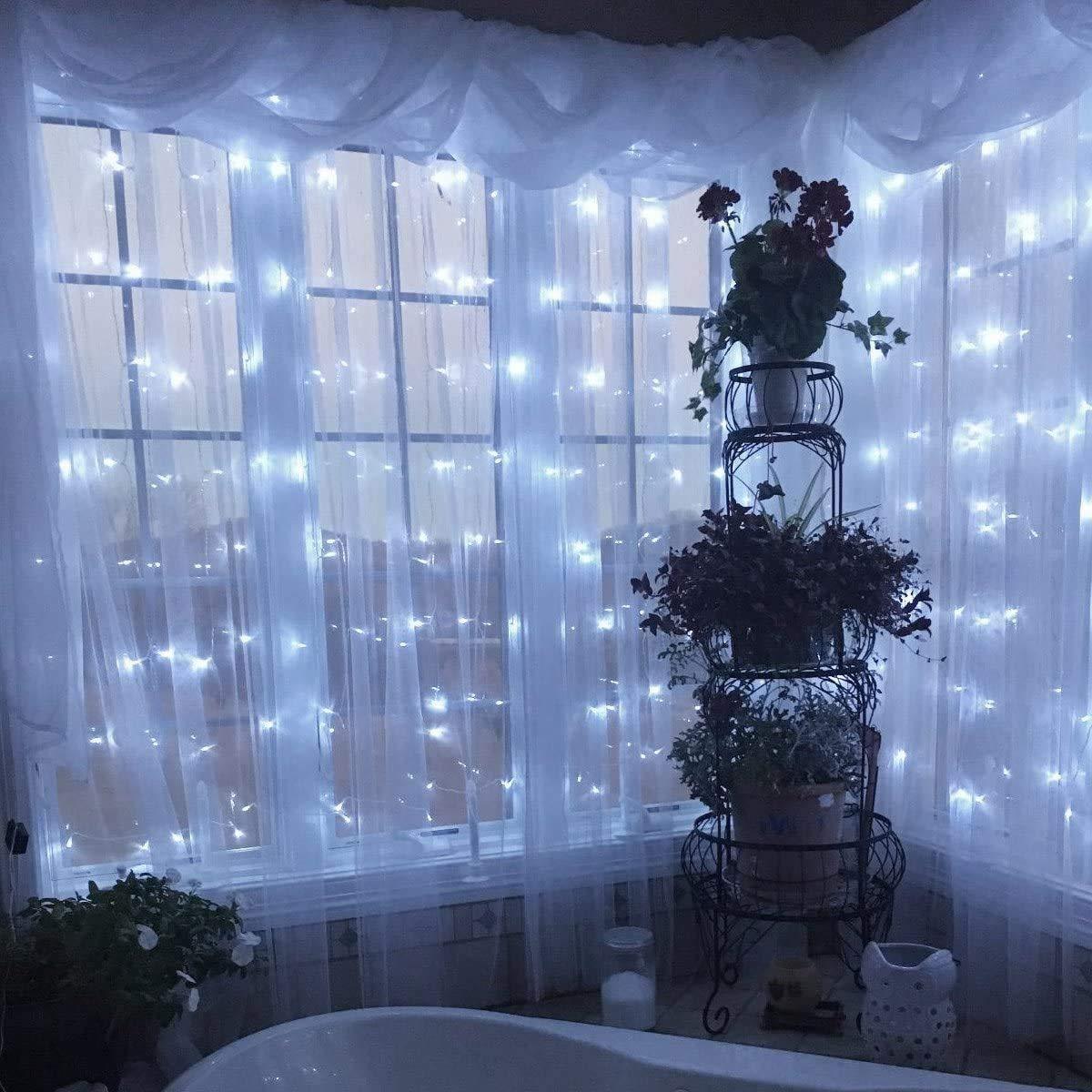 ALiLa LED Net Mesh Jaal Waterfall Curtain light for Window Home Diwali Decoration, 6x8 Feet, White - ALiLA