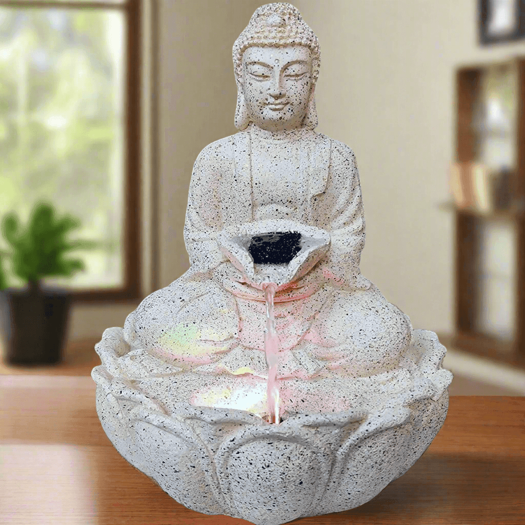 ALiLa Kamal Buddha Waterfall Fountain with LED for Home, Living Room, Office table, Balcony, Garden & Lawn decoration & Gifting item - ALiLA