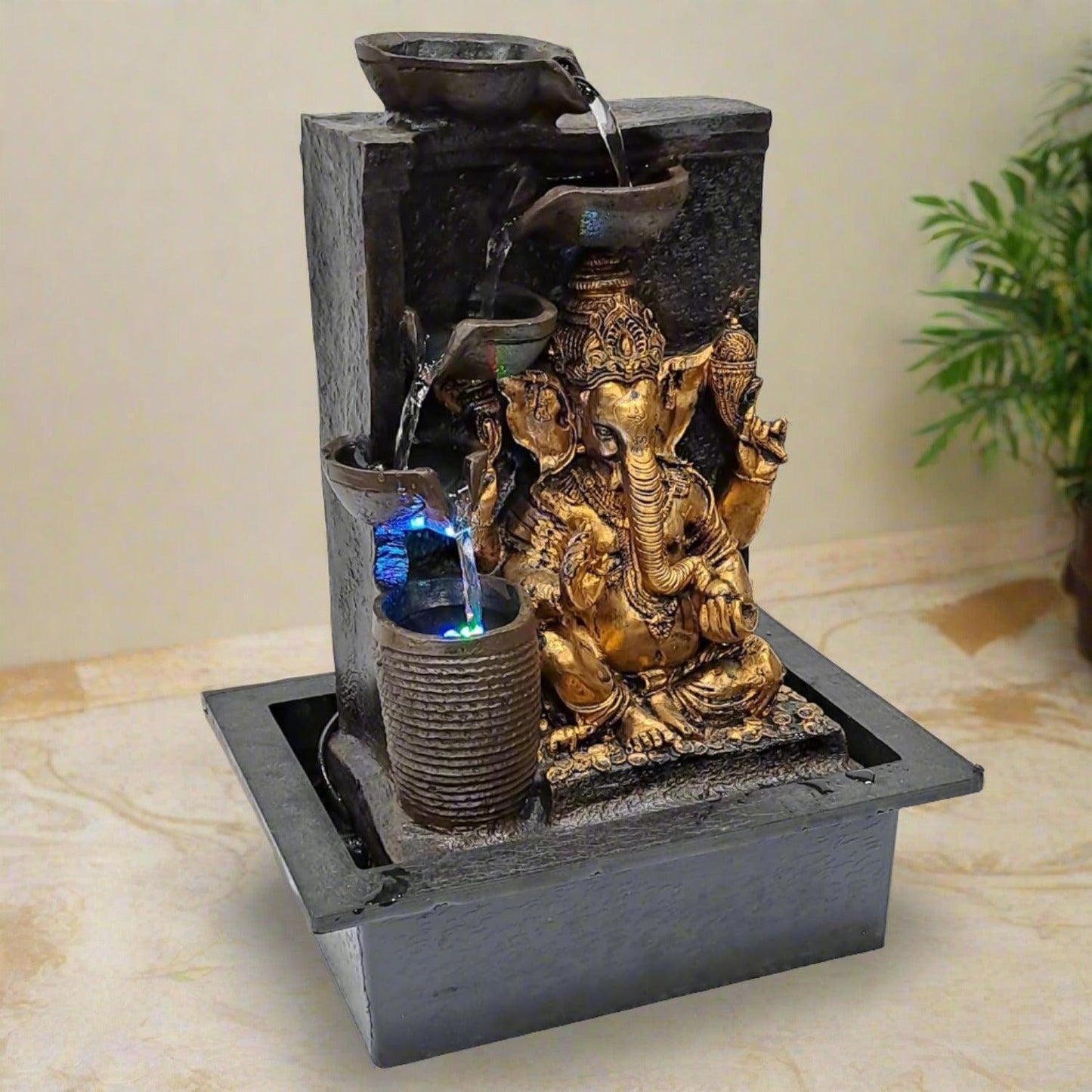 ALiLa Ganesha Statue Waterfall Fountain with LED Lights for Home/Living room/Garden/Table/ Decoration gifting item - ALiLA