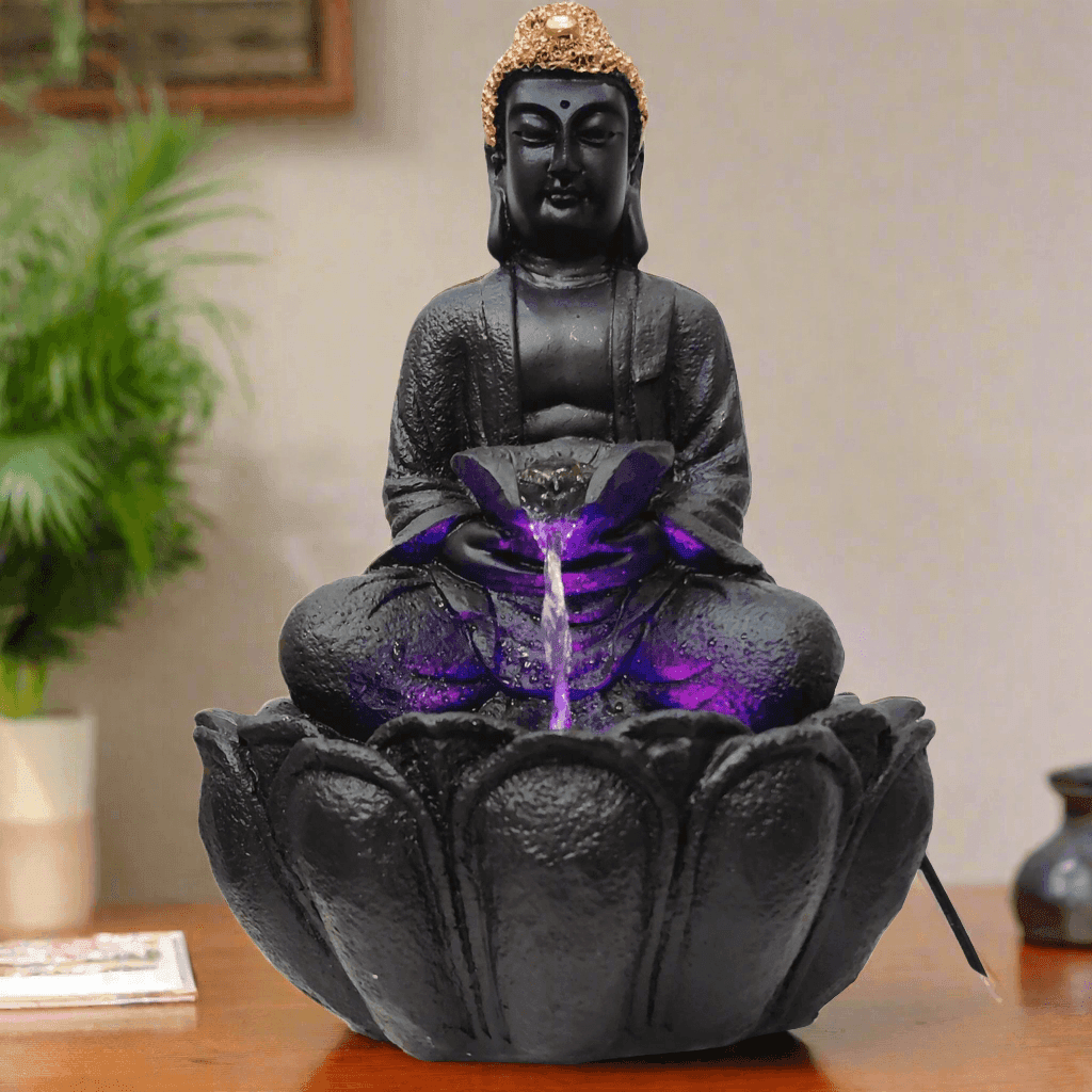 ALiLa Kamal Buddha Waterfall Fountain with LED for Home, Living Room, Office table, Balcony, Garden & Lawn decoration & Gifting item - ALiLA