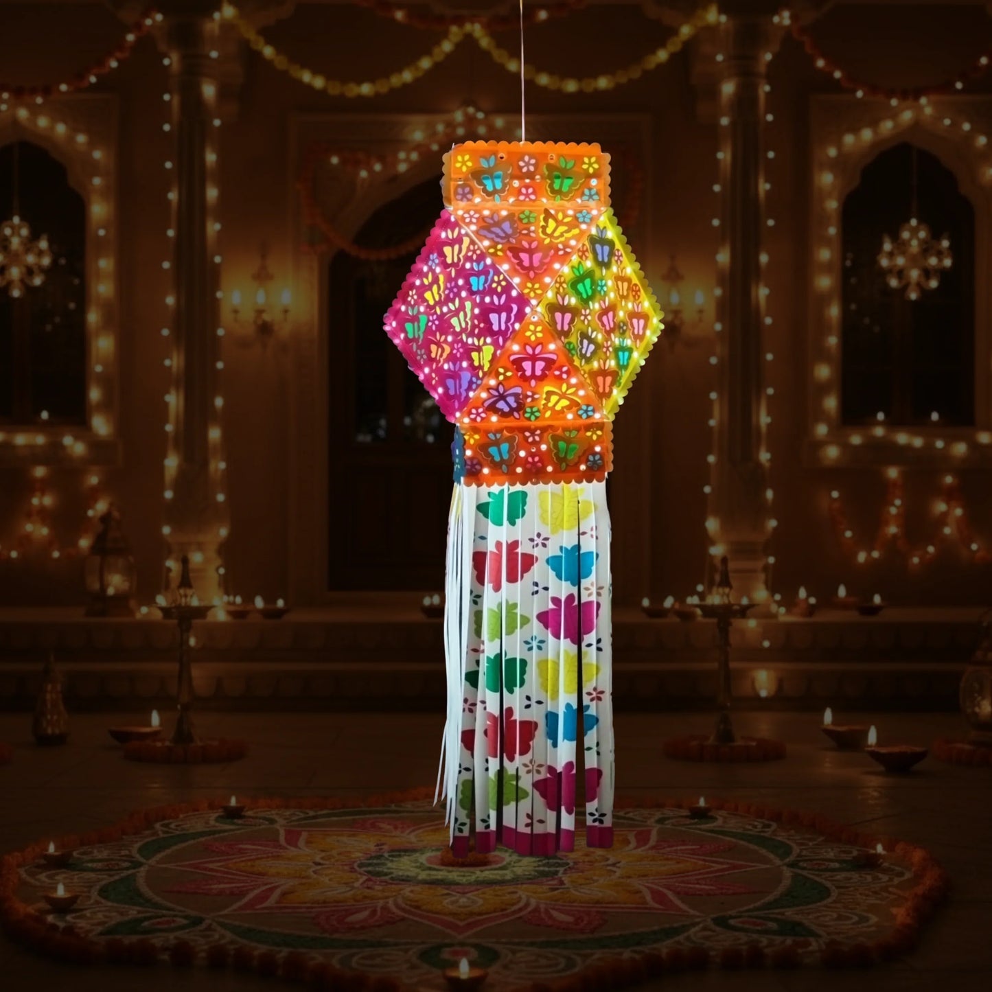 Lantern ALiLA ALiLa Lotus Lanterns Akash Kandil For Diwali Balcony, Hanging Lantern For Home Living Room Festive Decor Decoration Lanterns Lantern