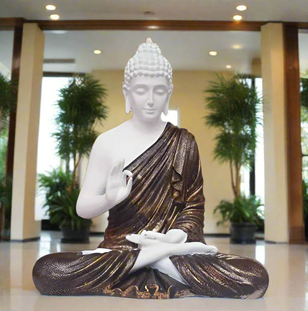 2 Feet Big Size Meditating Buddha Idol Statue Showpiece for Home Garden Living Room Decor Decoration Gift Gifting Items, 22 Inches Copper Color - ALiLA