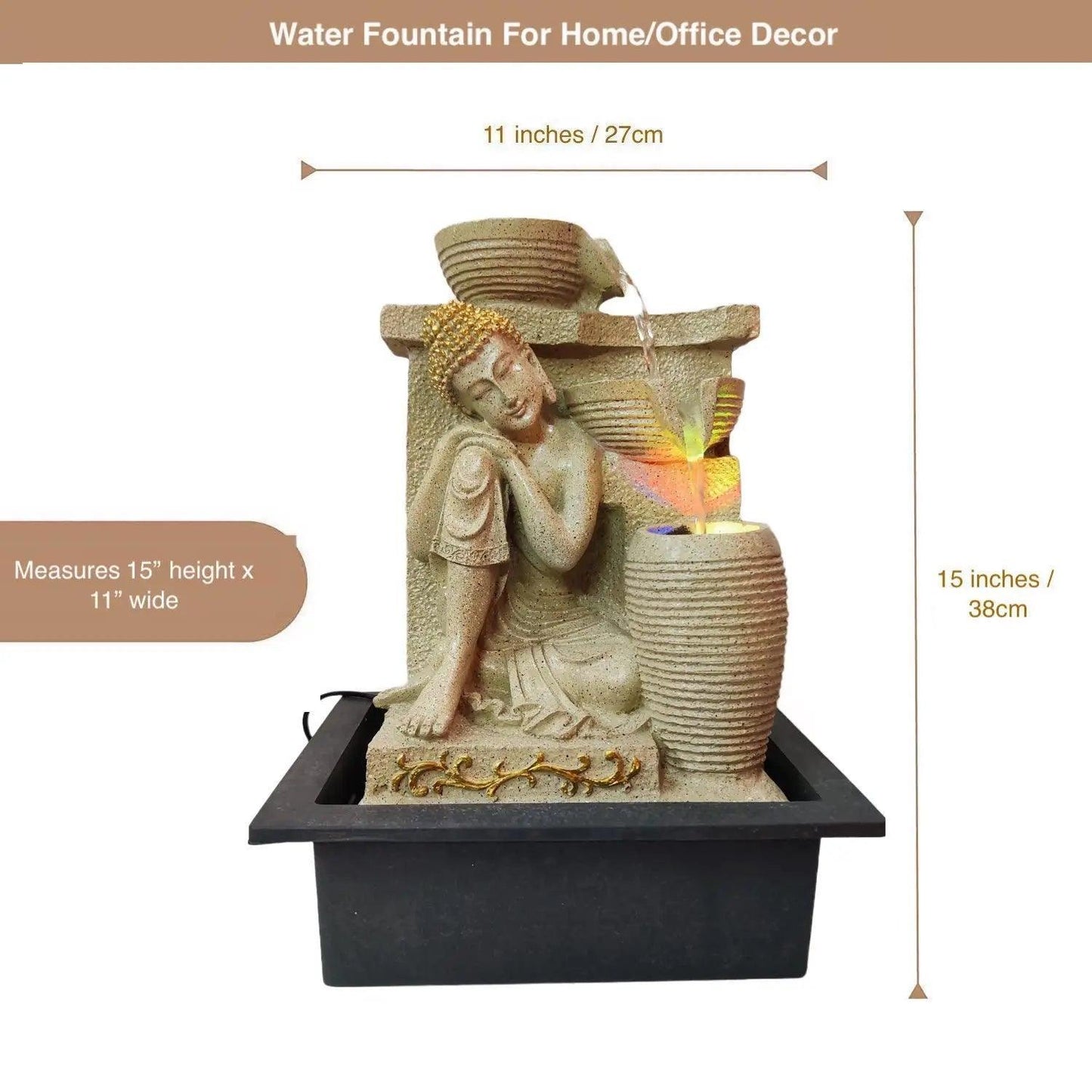 ALiLa Buddha Statue Waterfall Fountain for Home Living Room Decoration Indoor/Outdoor Gifting item - ALiLA