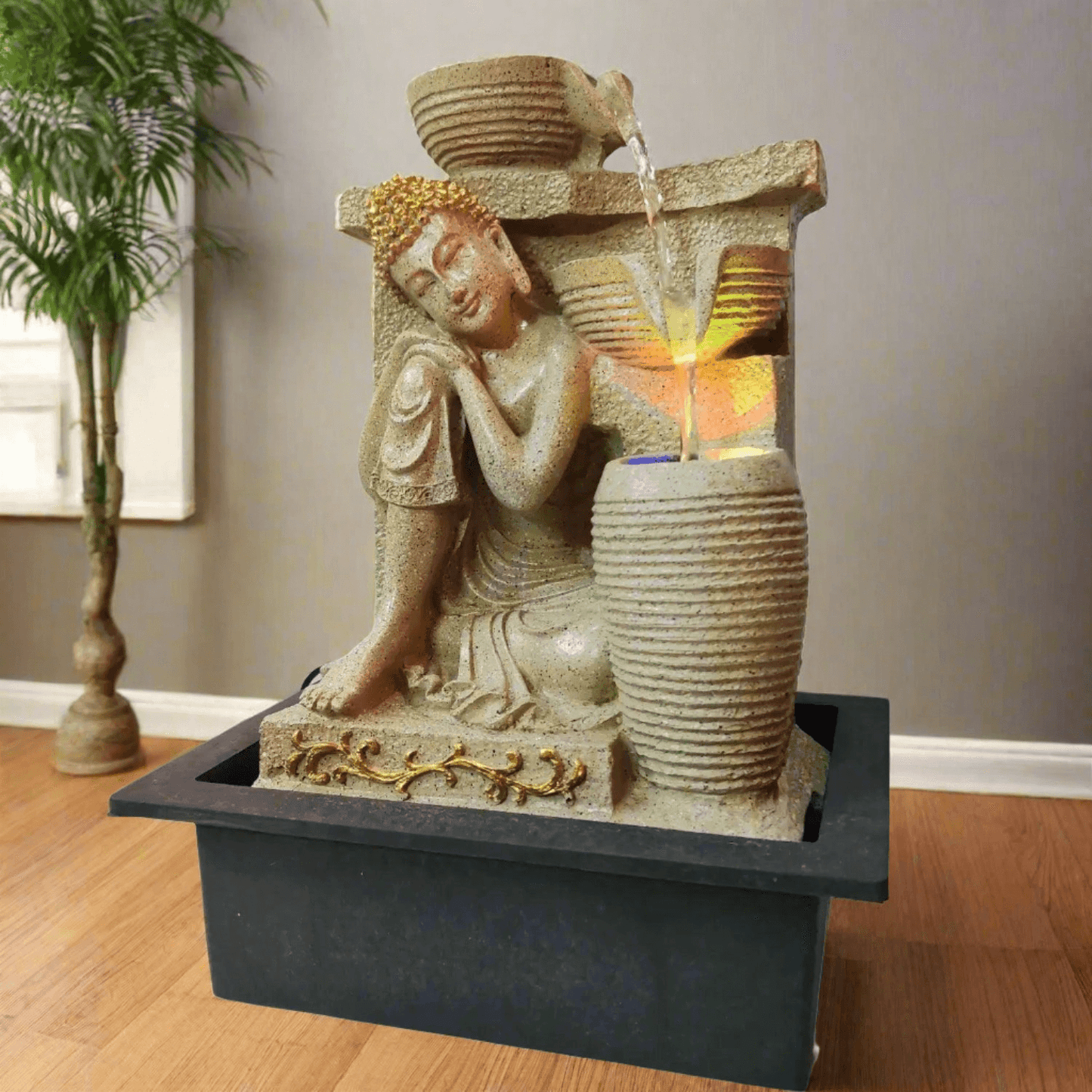 ALiLa Buddha Statue Waterfall Fountain for Home Living Room Decoration Indoor/Outdoor Gifting item - ALiLA