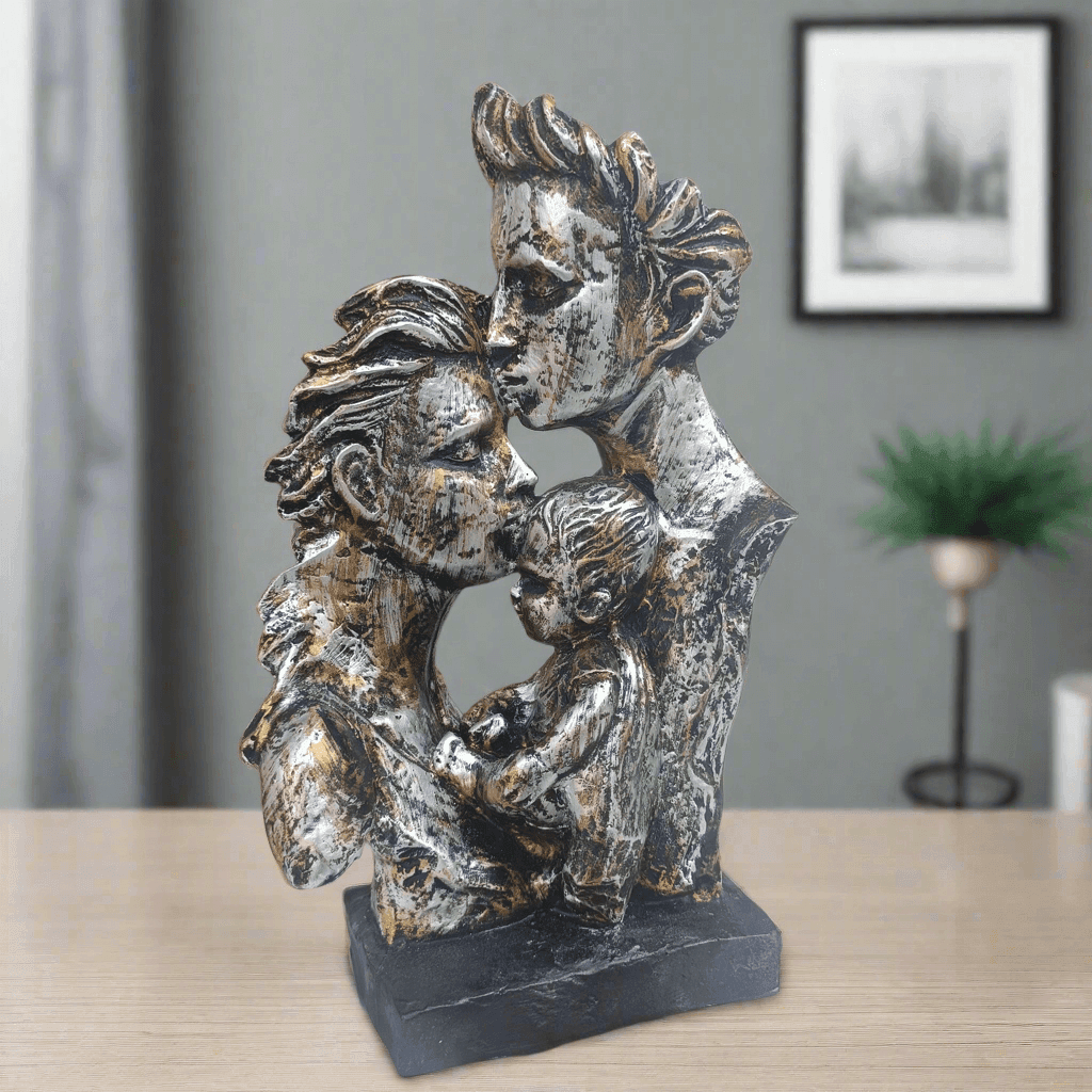 Love Couple with Child Statue Mother Father Child Family Showpiece for Home Decoration & Gifting item, 14 inch Height - ALiLA