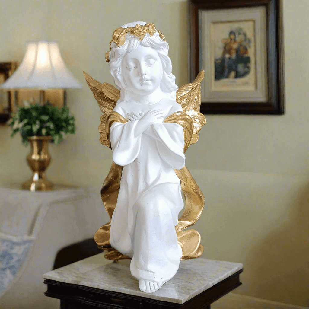 ALiLa White Fairy Angel with Wings Figurine Statue for Home Living Room Garden Shelf Mantel Decor Decoration Gifting Item, 8 Inches - ALiLA