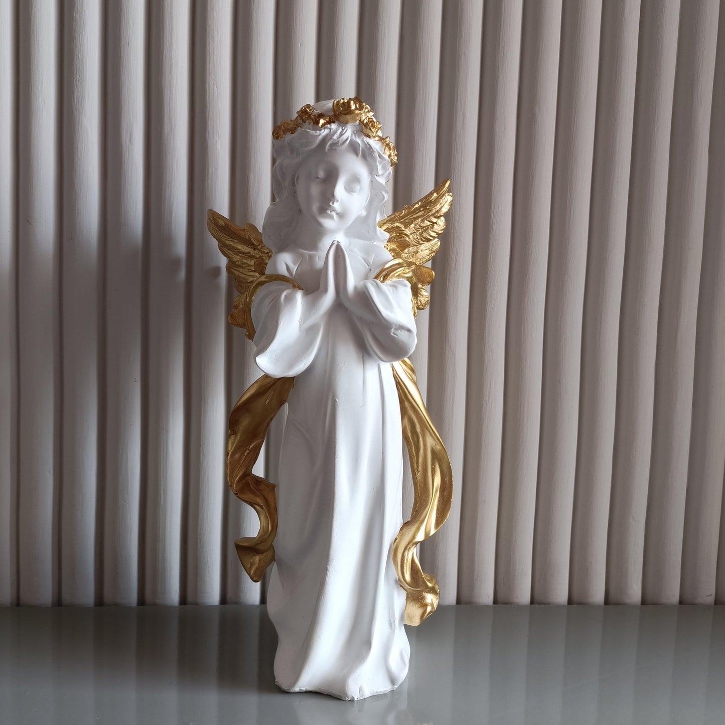 ALiLa White Praying Angel Statue with Wings Figurine for Home Living Room Garden Shelf Mantel Decor Decoration Gifting Item, 12 Inches - ALiLA