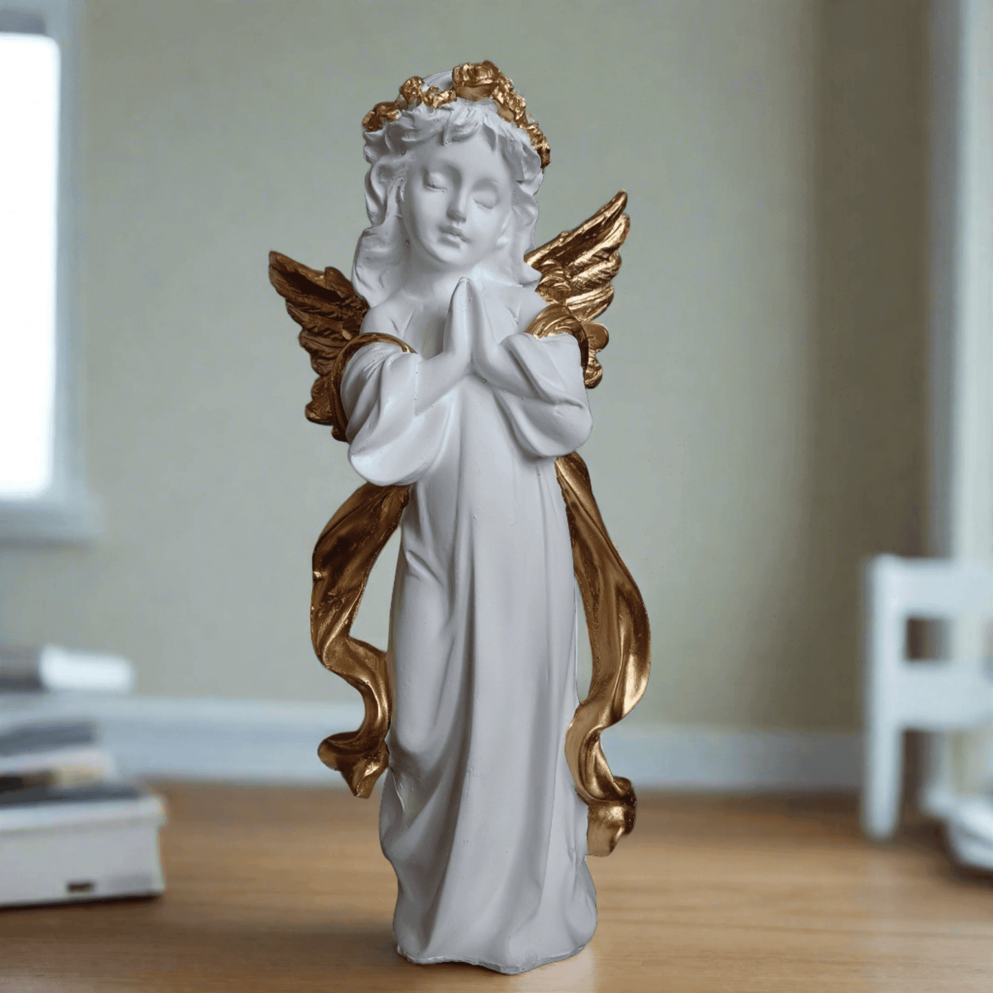 ALiLa Praying Angel Statue with Wings Figurine for Home Living Room Garden Shelf Mantel Decor Decoration Gifting Item, 12 Inches - ALiLA