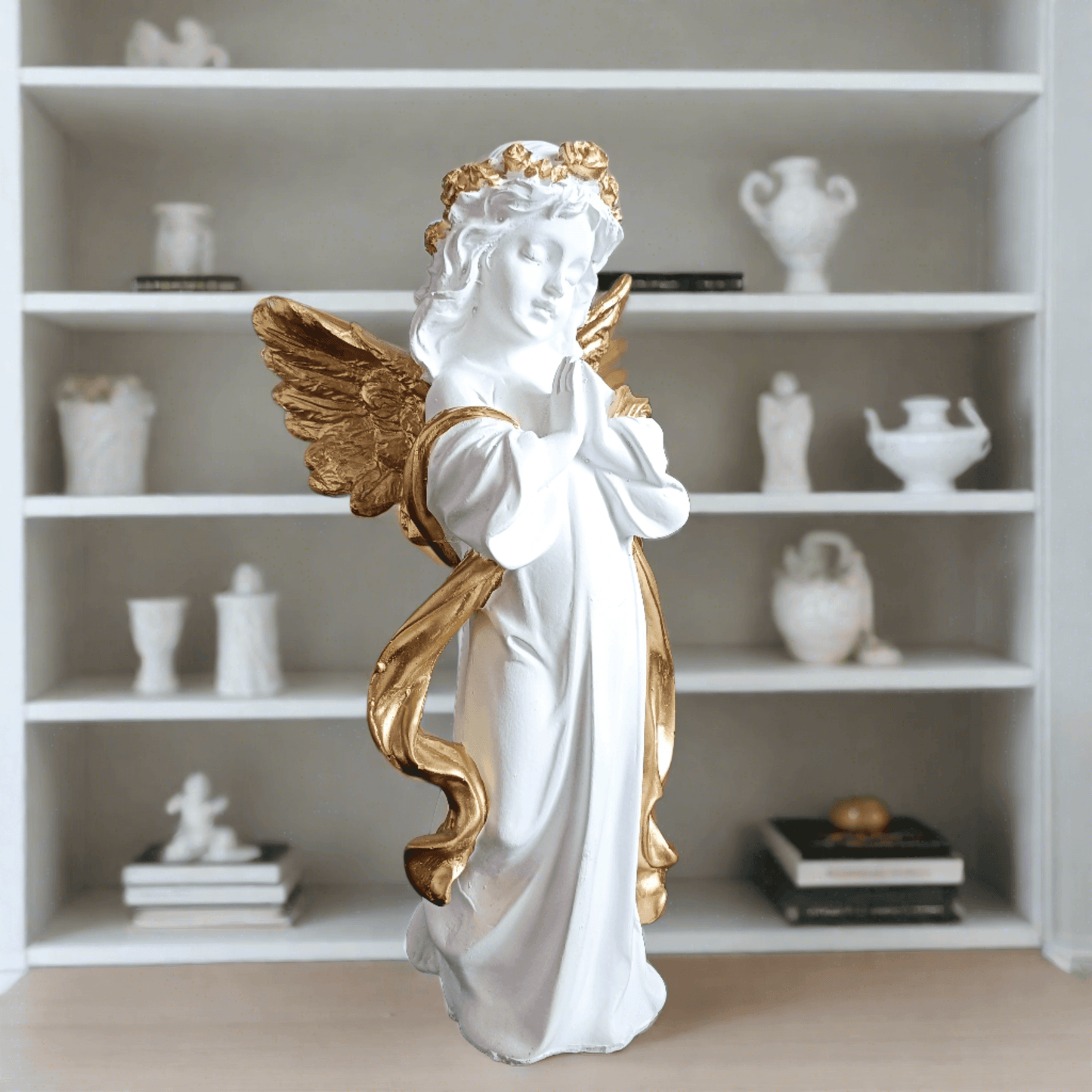 ALiLa Praying Angel Statue with Wings Figurine for Home Living Room Garden Shelf Mantel Decor Decoration Gifting Item, 12 Inches - ALiLA