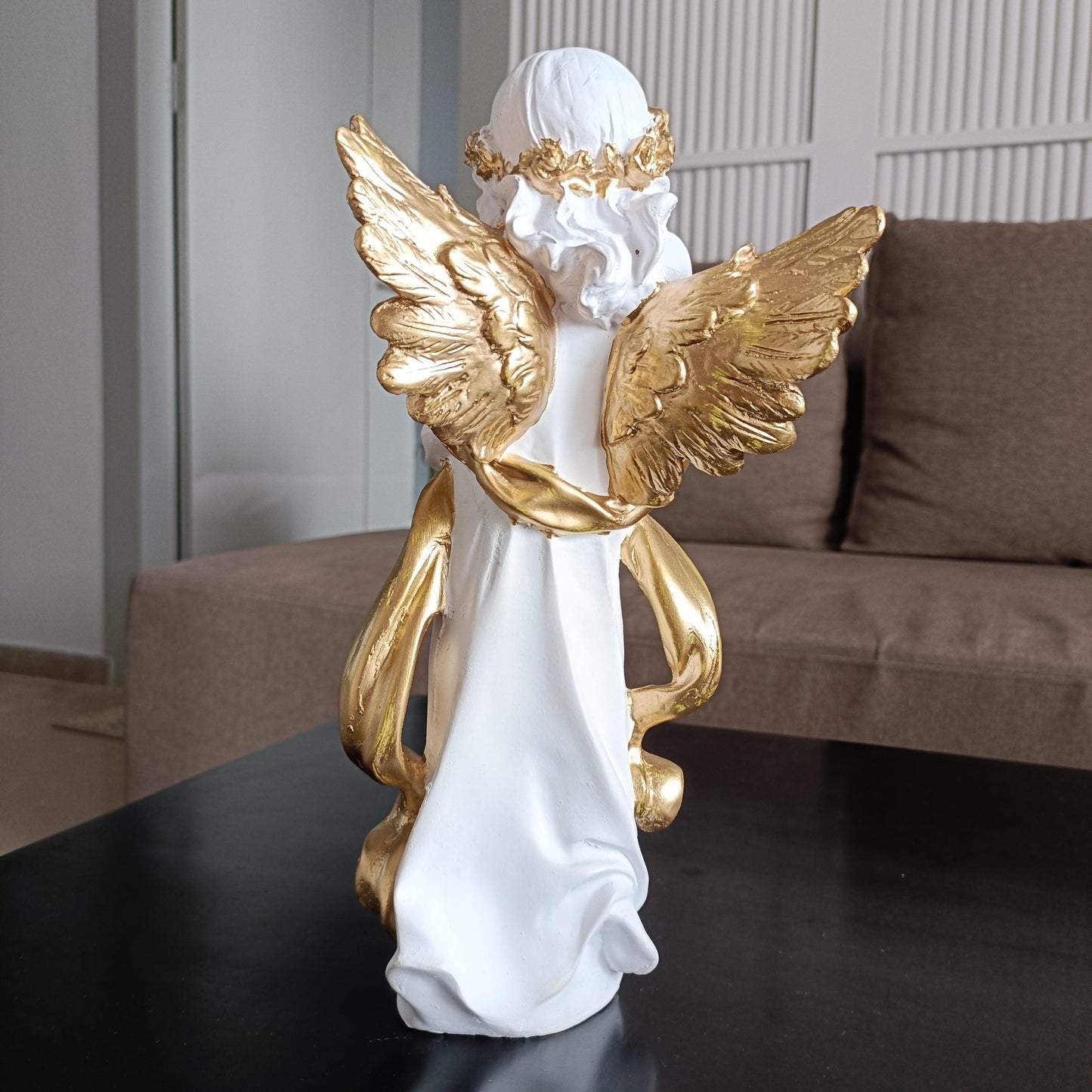ALiLa White Praying Angel Statue with Wings Figurine for Home Living Room Garden Shelf Mantel Decor Decoration Gifting Item, 12 Inches - ALiLA