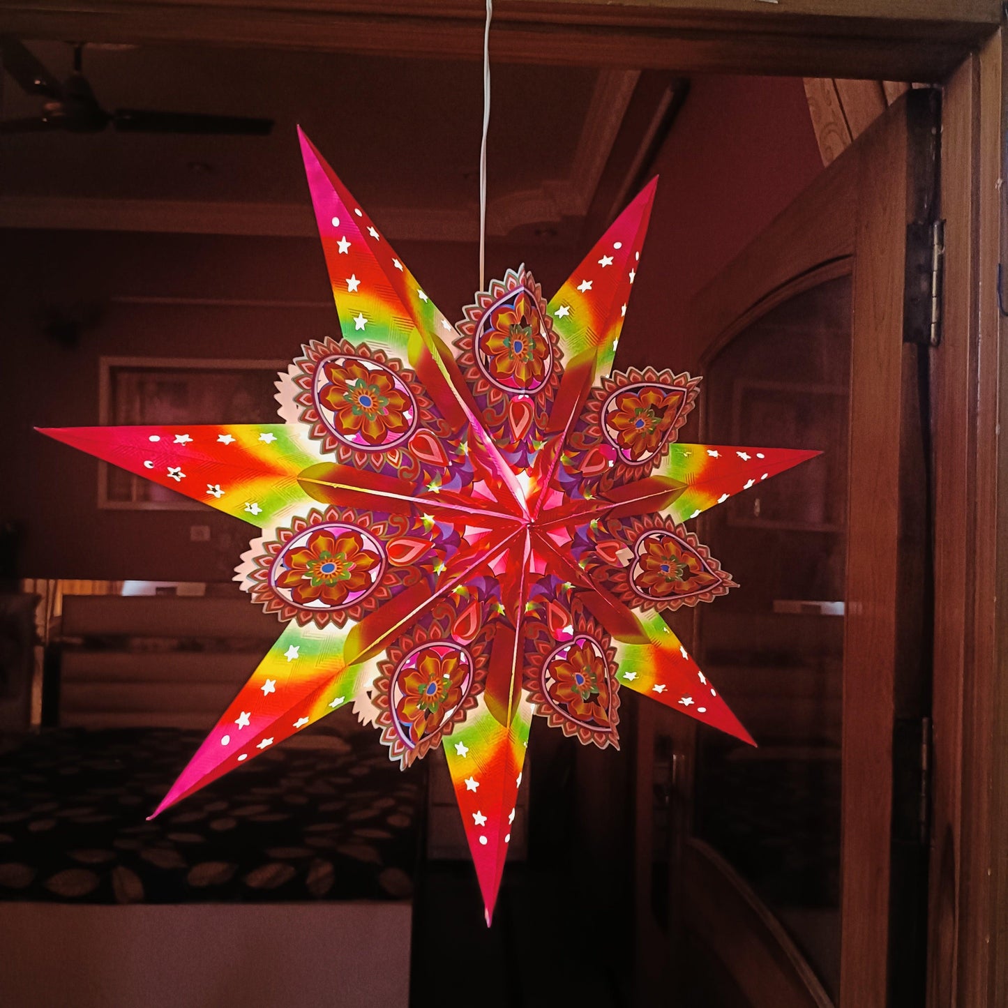 ALiLa Star Lantern Kandil For Diwali Christmas Balcony, Akash Hanging Lantern For Home Living Room Xmas Festive Decor Decoration - ALiLA