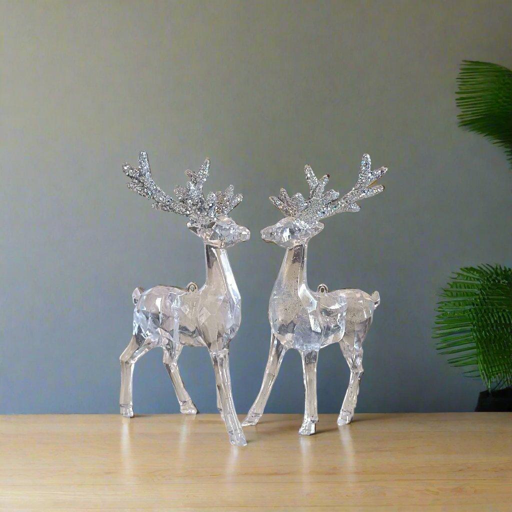 Crystal Reindeer Elegant Holiday Home Decoration & a Perfect Christmas Festive Gift Tree Hanging Ornament, Set of 2 - ALiLA