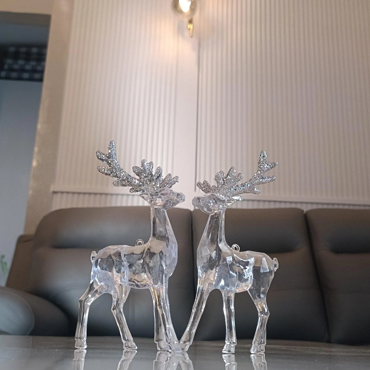 Crystal Reindeer Elegant Holiday Home Decoration & a Perfect Christmas Festive Gift Tree Hanging Ornament, Set of 2 - ALiLA