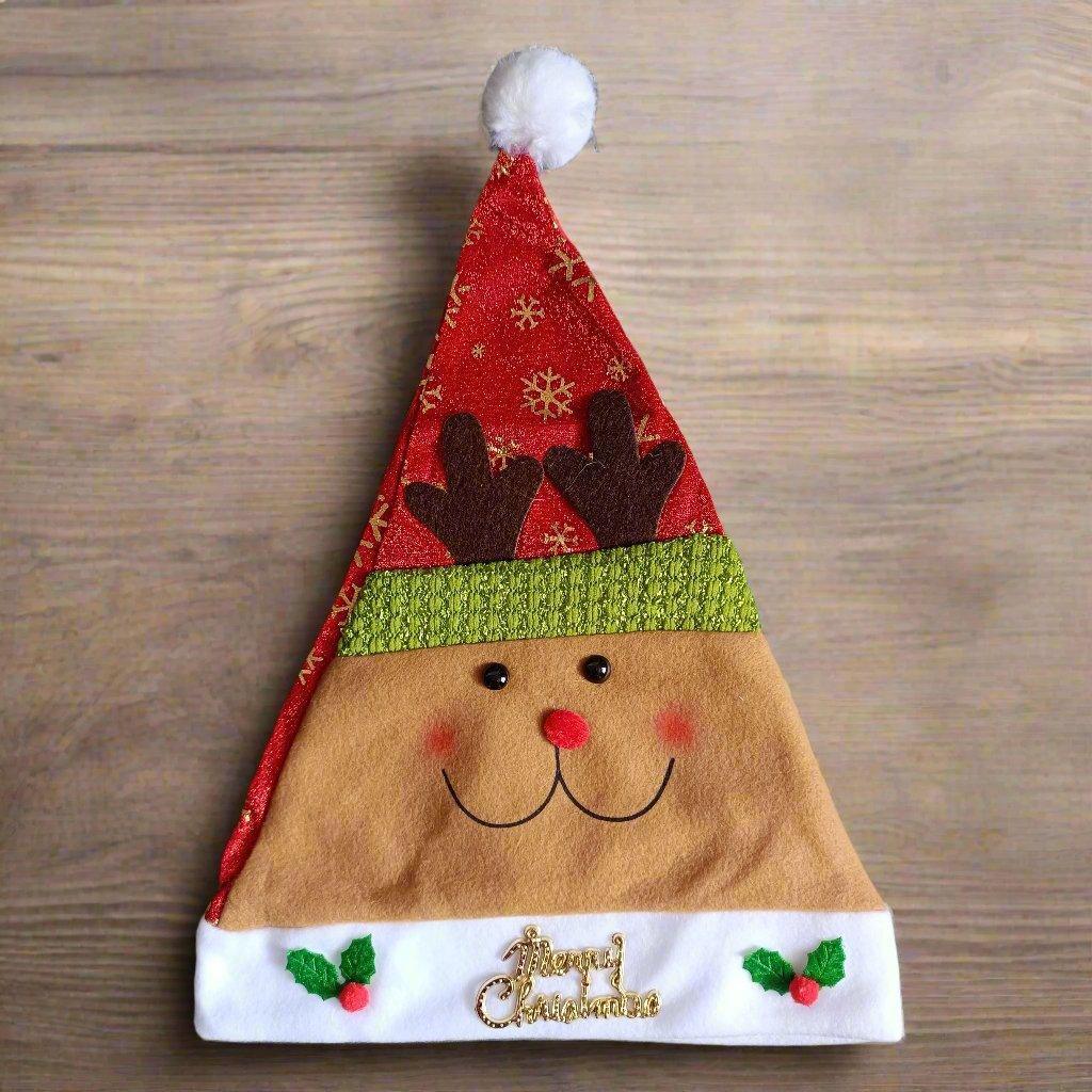 Santa Cap Christmas Cap Unisex Hat for Adult & Kids Comfortable Soft Free Size Santa Clause Xmas Decorations Tree Items Christmas Decor Santa Caps, Set of 1 - ALiLA