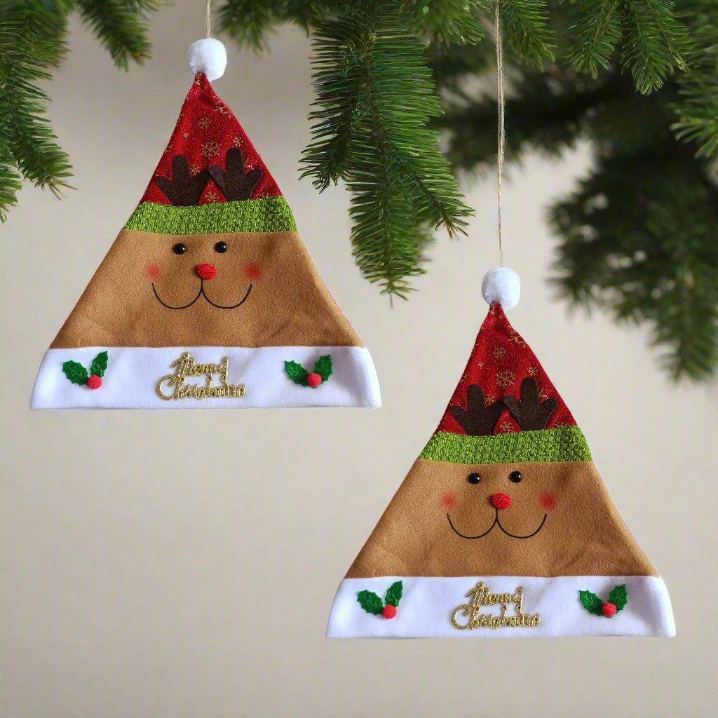 Santa Cap Christmas Cap Unisex Hat for Adult & Kids Comfortable Soft Free Size Santa Clause Xmas Decorations Tree Items Christmas Decor Santa Caps, Set of 1 - ALiLA