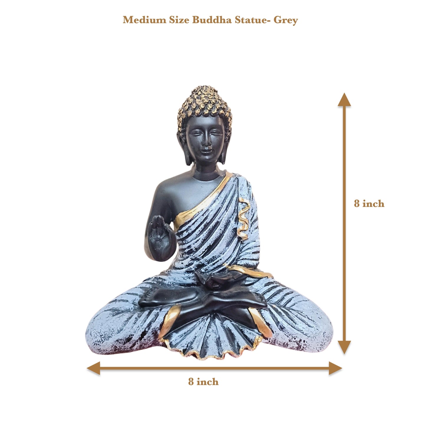 Meditating Buddha Statue Idol for Home Office Decoration & Gifting item Serenity and Spiritual Elegance, 8 Inches Height - ALiLA