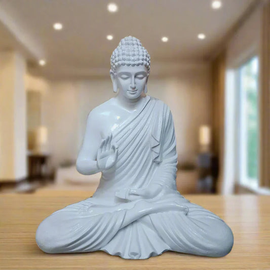 Statue ALiLA White Color Big Size Meditating Buddha Idol Statue Showpiece For Home Garden Living Room Decoration Gifting Items 22 Inches Height Statue