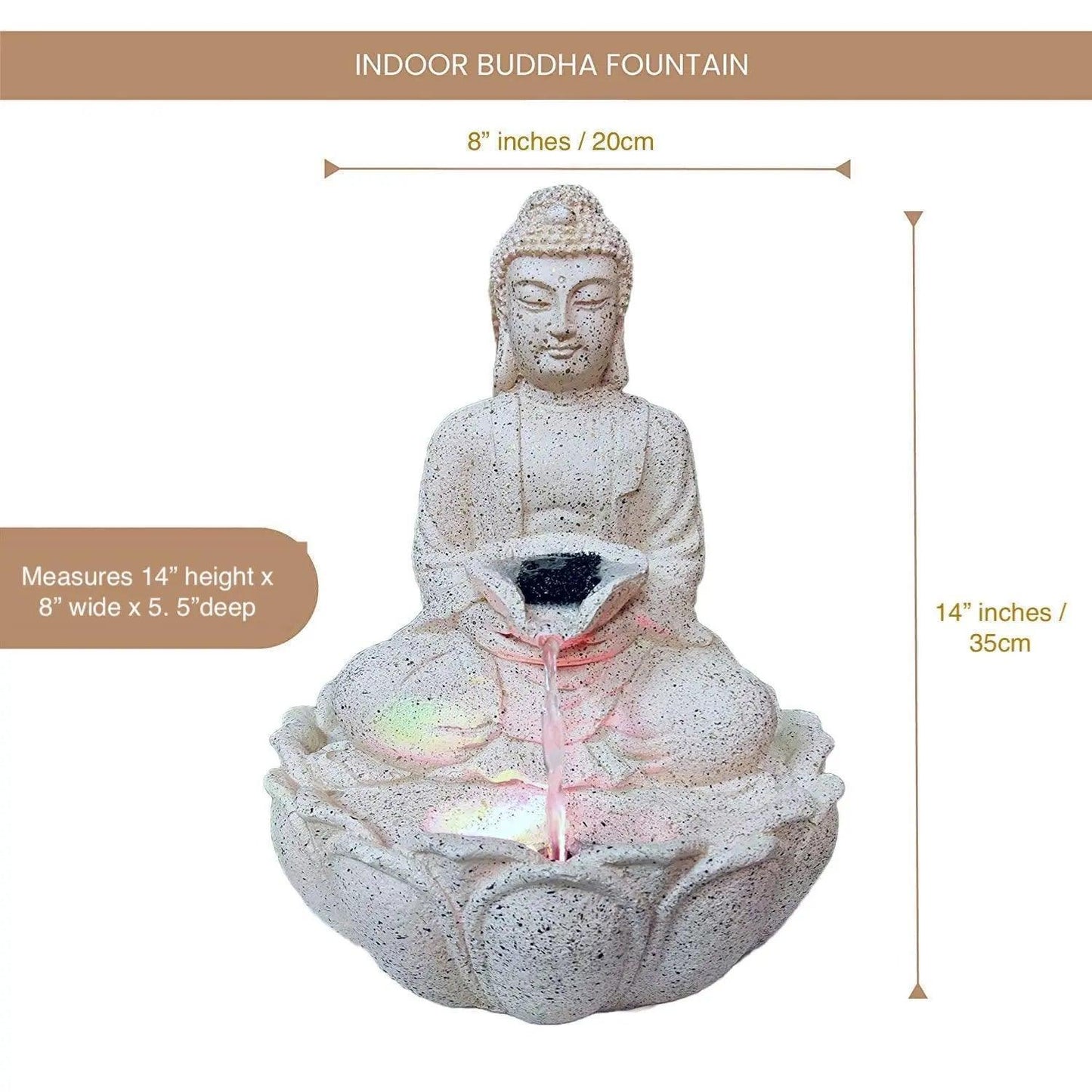 ALiLa Kamal Buddha Waterfall Fountain with LED for Home, Living Room, Office table, Balcony, Garden & Lawn decoration & Gifting item - ALiLA