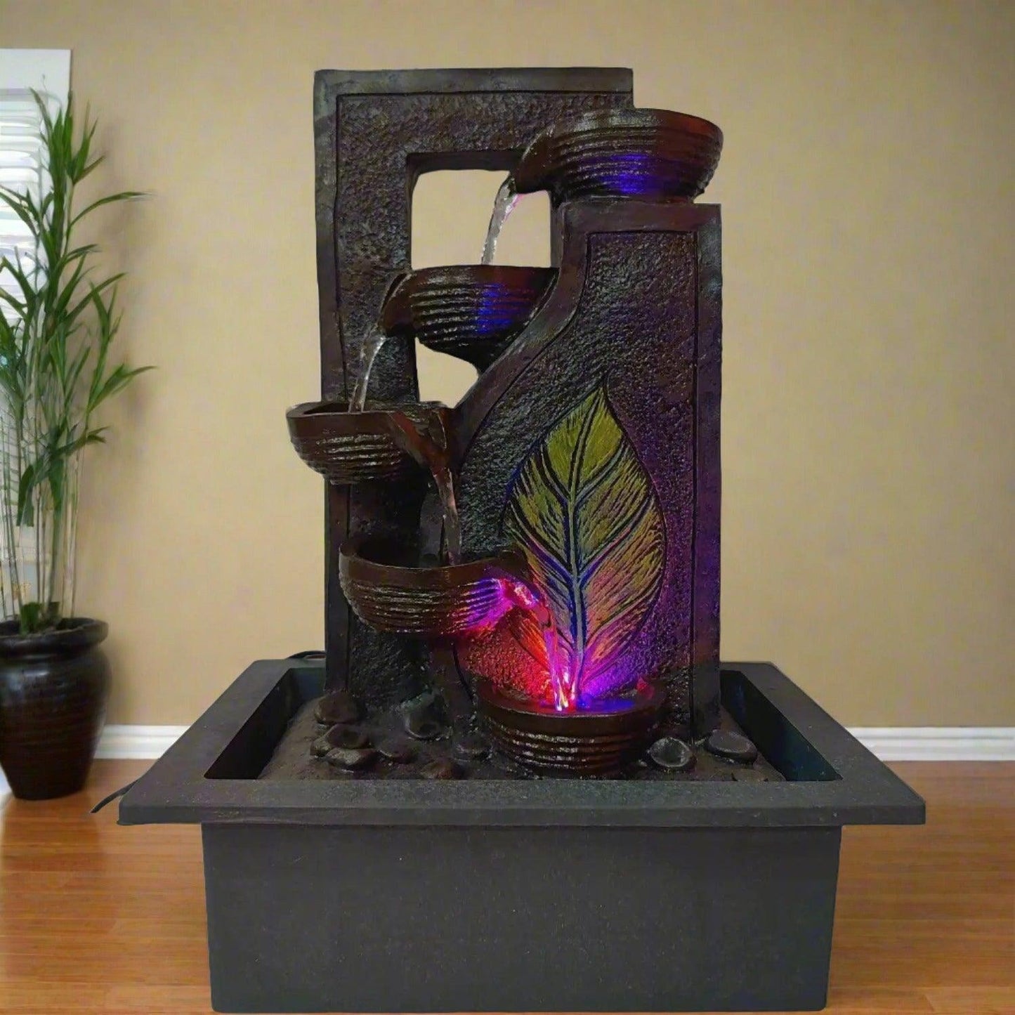 ALiLa Leaf Diya Waterfall LED Fountain for Home Decoration, Office, Garden or Gifting item - ALiLA