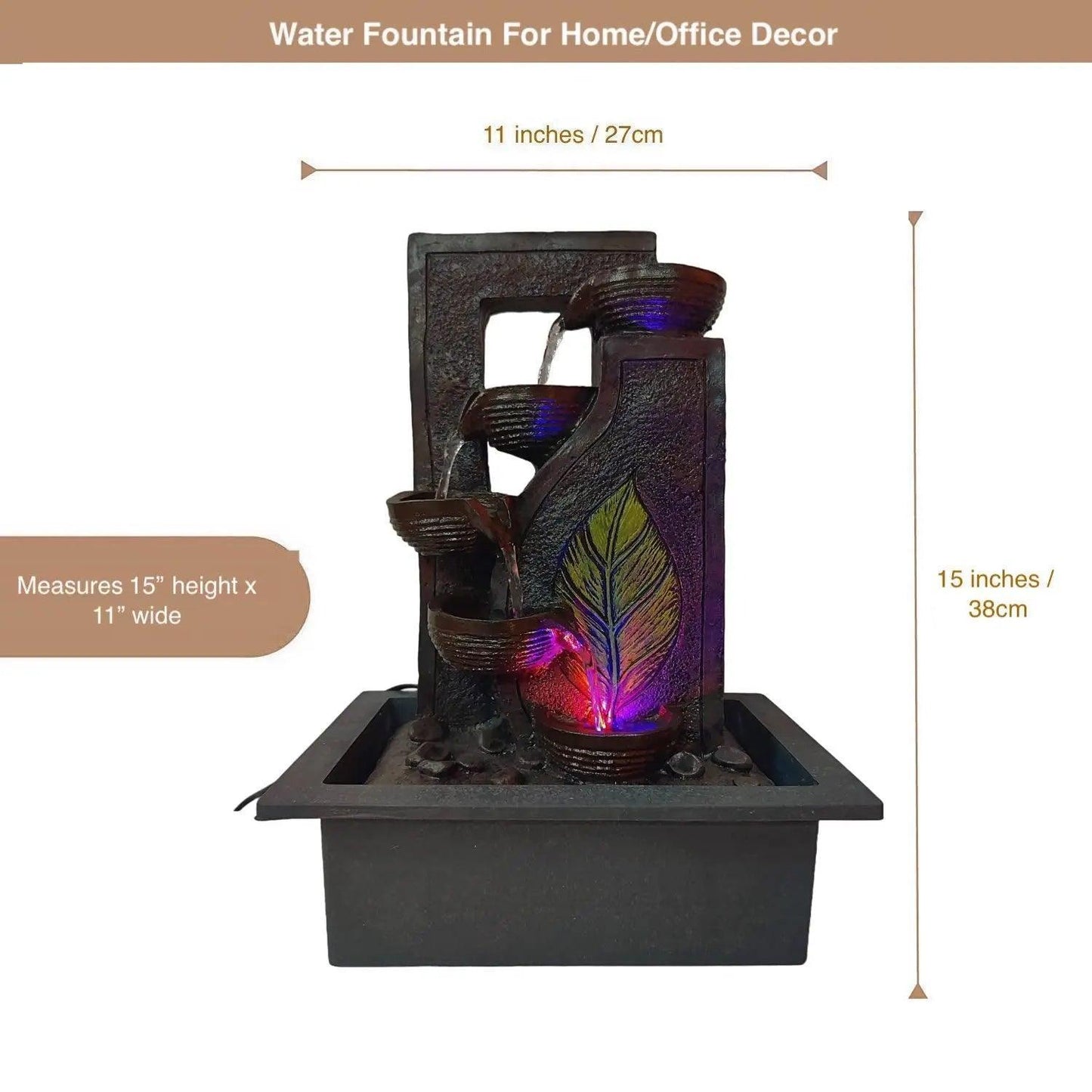 ALiLa Leaf Diya Waterfall LED Fountain for Home Decoration, Office, Garden or Gifting item - ALiLA