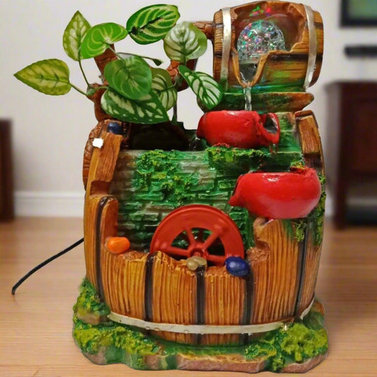 ALiLa Leafs Plant Waterfall Fountain with LED Lights for Home Decoration Living room/Lawn/Garden Decor/ Gifting item - ALiLA