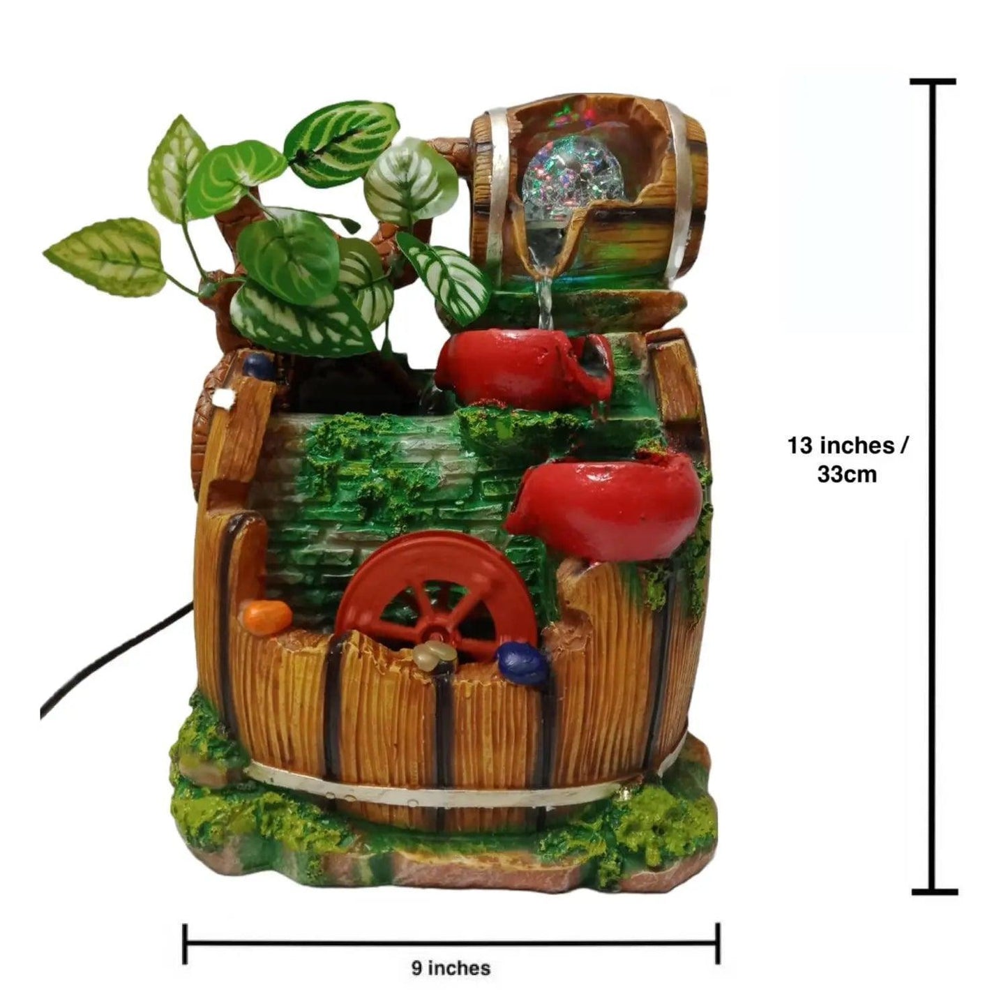 ALiLa Leafs Plant Waterfall Fountain with LED Lights for Home Decoration Living room/Lawn/Garden Decor/ Gifting item - ALiLA