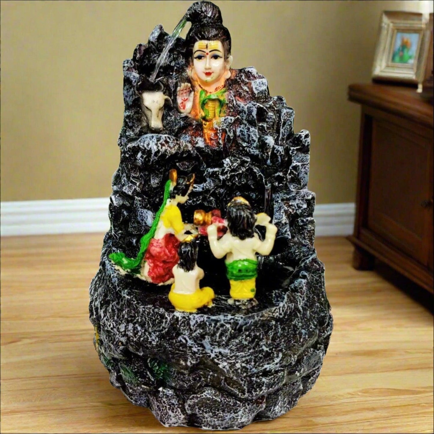 ALiLa Lord Shiva Family Water Fountain Statue with LED Light for Temple/Living room/Garden Decoration & Gifting product - ALiLA