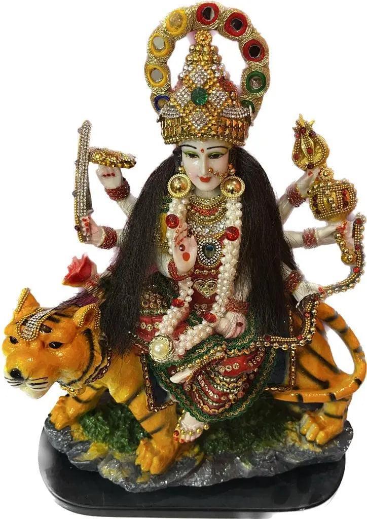 ALiLa Marble & Polyresin Maa Durga MATA Rani Murti Idol Statue Sculpture (14") Multicolor - ALiLA