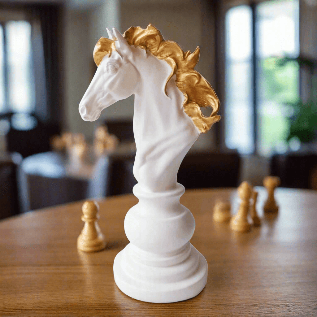 Exclusive Chess Horse Showpiece Polyresin Home Decoration Statue & Gifting item, 8 Inches - ALiLA