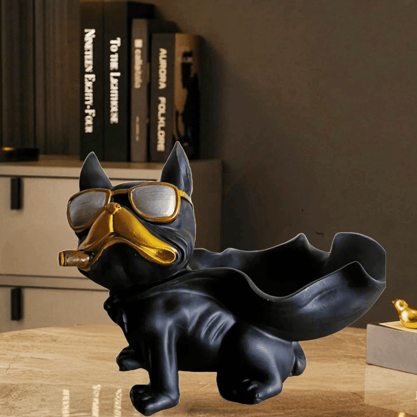 ALiLa Black Bulldog Dog Storage Keys Holder Bowl Statue Showpiece Idol for Gifting & Home Table Decoration, LxWxH (8X5X10) Inches - ALiLA
