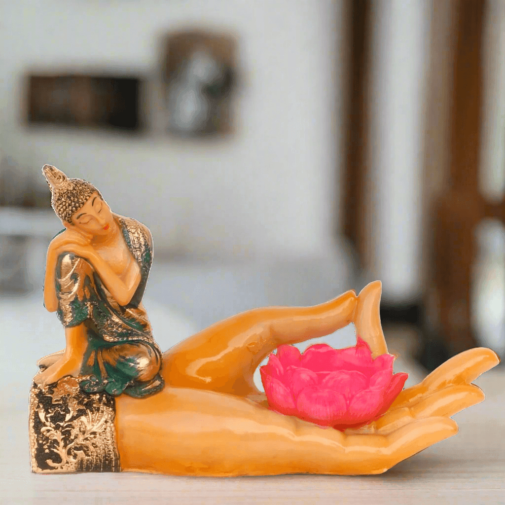 ALiLa Meditating Golden Buddha Vastu Showpiece Statue Idols for Home Living Room, Office Decor or Gifting, 8x5 Inches - ALiLA