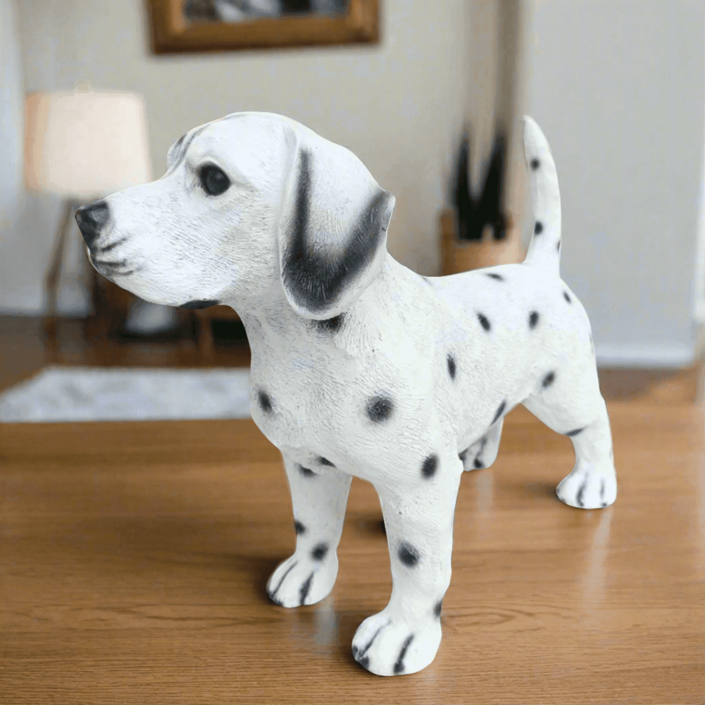 ALiLa White & Black Puppy Dog Statue Handcrafted Resin Figurine for Home Living Room Decor Decoration, 14 inches - ALiLA