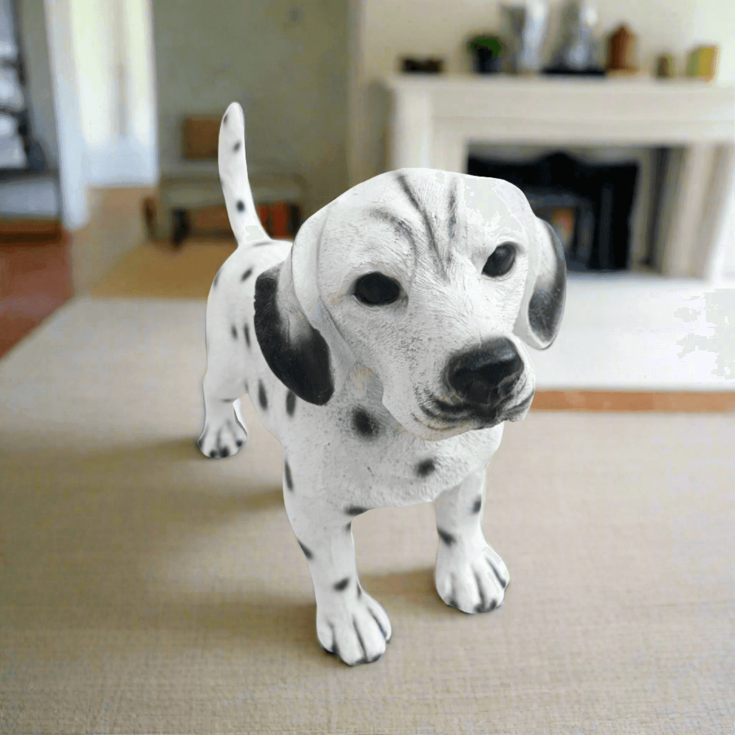ALiLa White & Black Puppy Dog Statue Handcrafted Resin Figurine for Home Living Room Decor Decoration, 14 inches - ALiLA