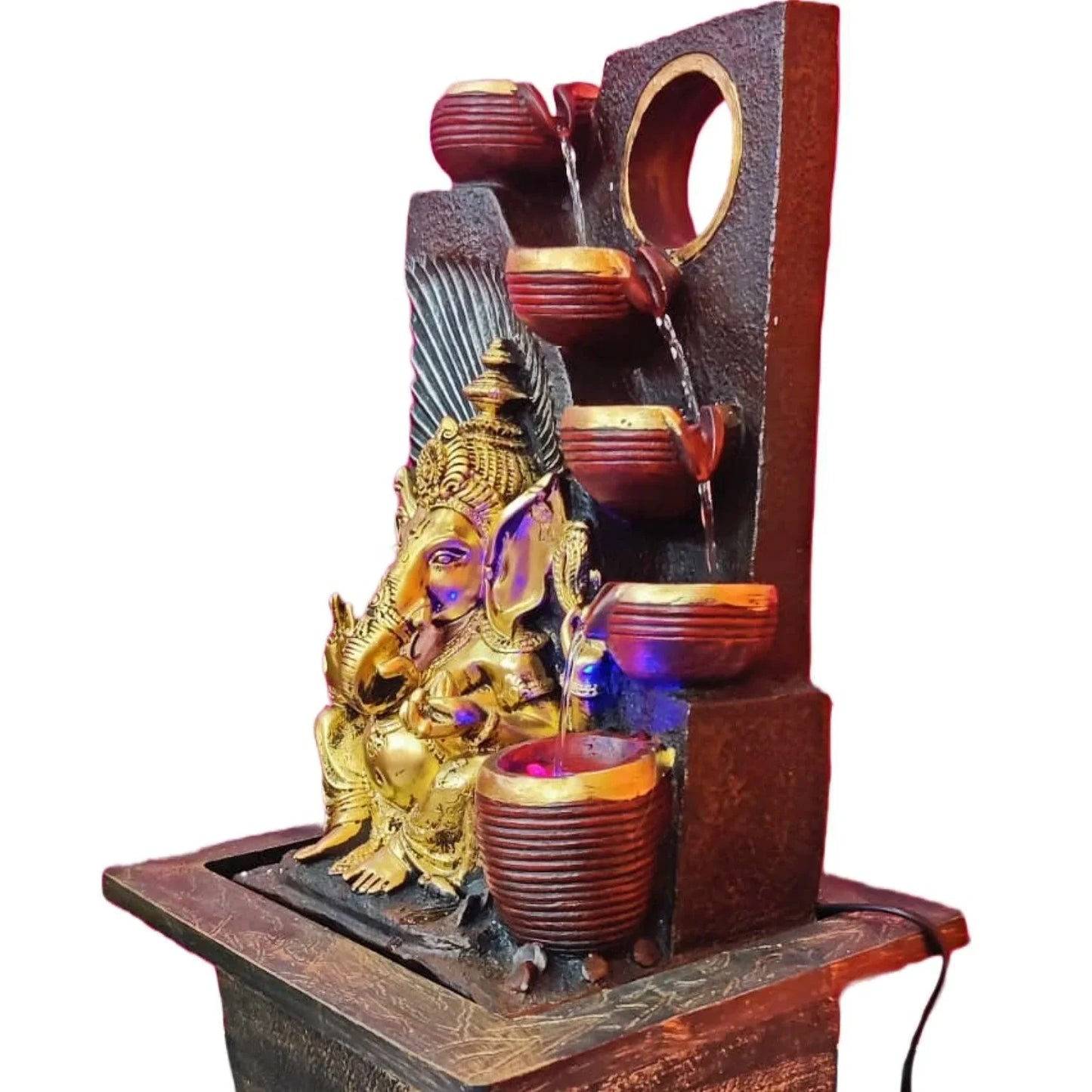ALiLa Big Ganesha Diya Waterfall LED Fountain for Office, Table, Living Room, Lawn, Garden Decoration or Gifting item - ALiLA