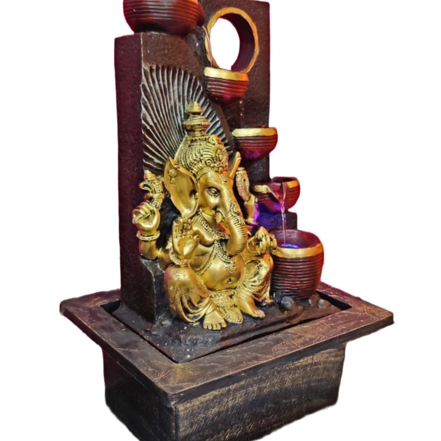 ALiLa Big Ganesha Diya Waterfall LED Fountain for Office, Table, Living Room, Lawn, Garden Decoration or Gifting item - ALiLA