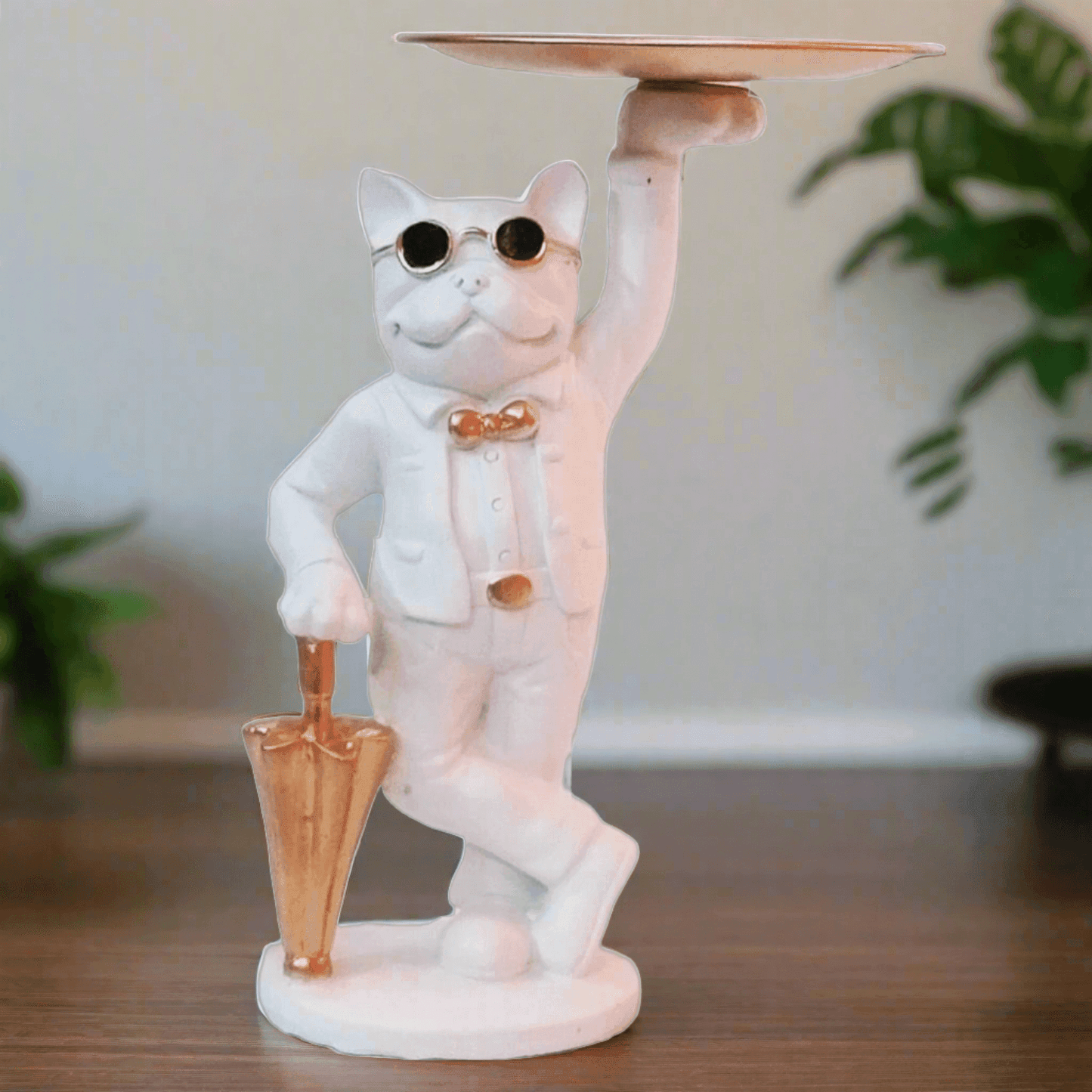 ALiLa Dog Statue with Golden Plate Showpiece Idol for Gifting & Home Table Decoration, 10 Inches Height - ALiLA