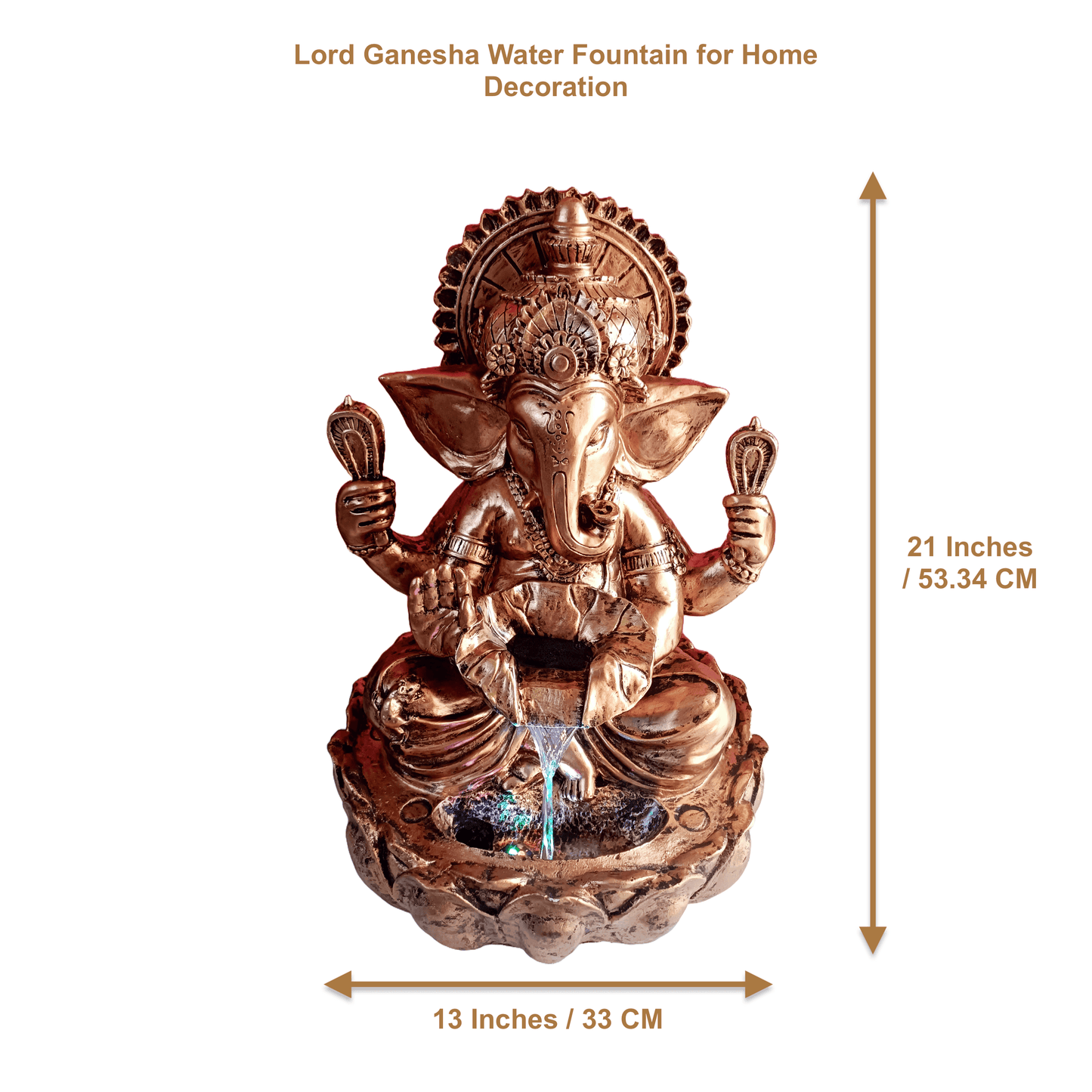 ALiLa Big Ganesha Waterfall Fountain with LED Lights Home Indoor/Outdoor/Lawn/Balcony/Garden Decoration & Gifting item - ALiLA