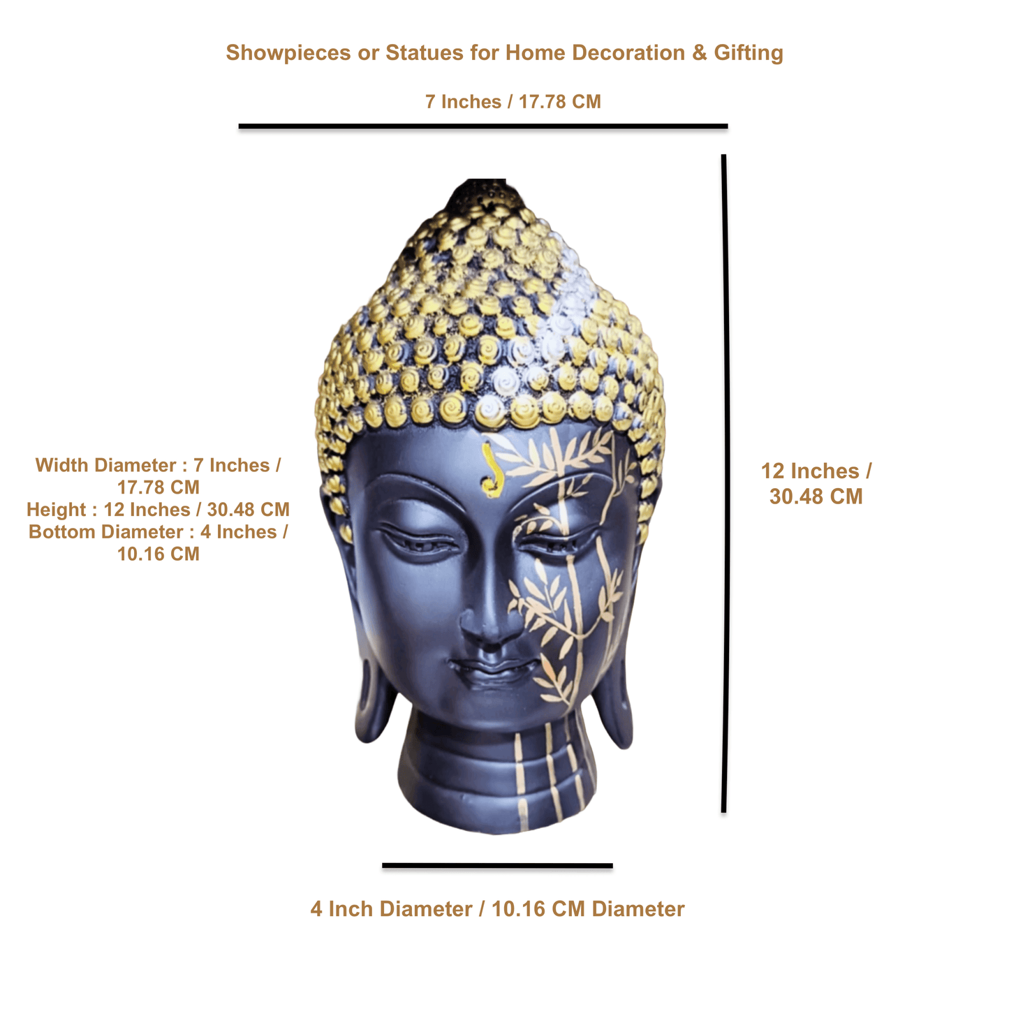 ALiLa Buddha Face Designer Statue Showpiece Idol for Gifting & Home Table Decoration Vastu Lucky, 12 InchesStatue Showpiece Idol for Gifting & Home Table Decoration, - ALiLA