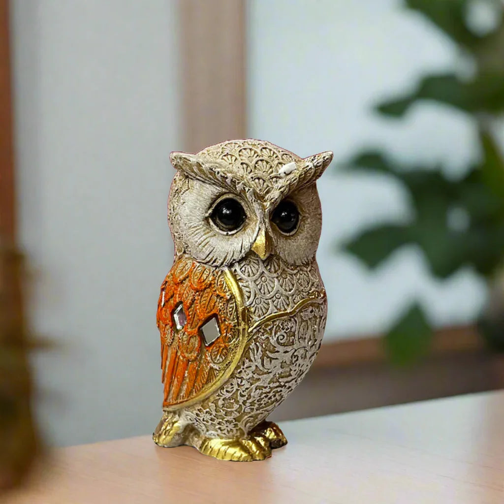 Statue ALiLA ALiLa Elegant Owl Figurine Statue Idol Showpiece Handcrafted Decorative for Home Living Room Decor & Gifting, 5 inches Statue