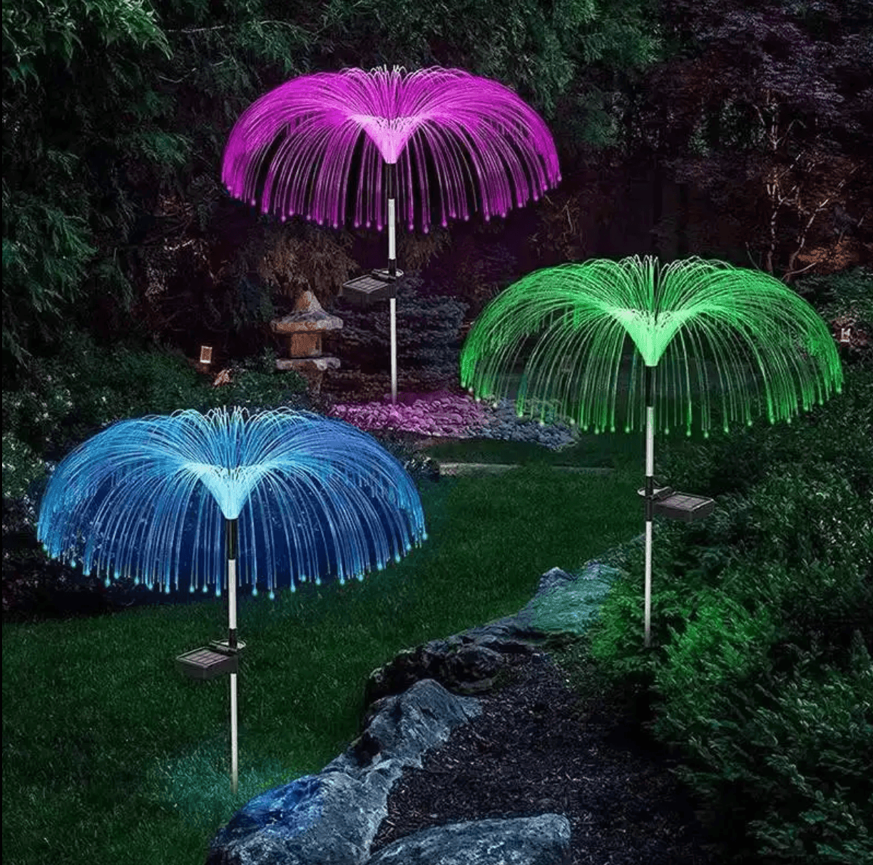 ALiLa Jellyfish Firefly Solar Lights Starburst Swaying Garden Plants Light, Multicolour, Outdoor Decor Decoration, Waterproof Path Lights for Balcony, Pathway - ALiLA